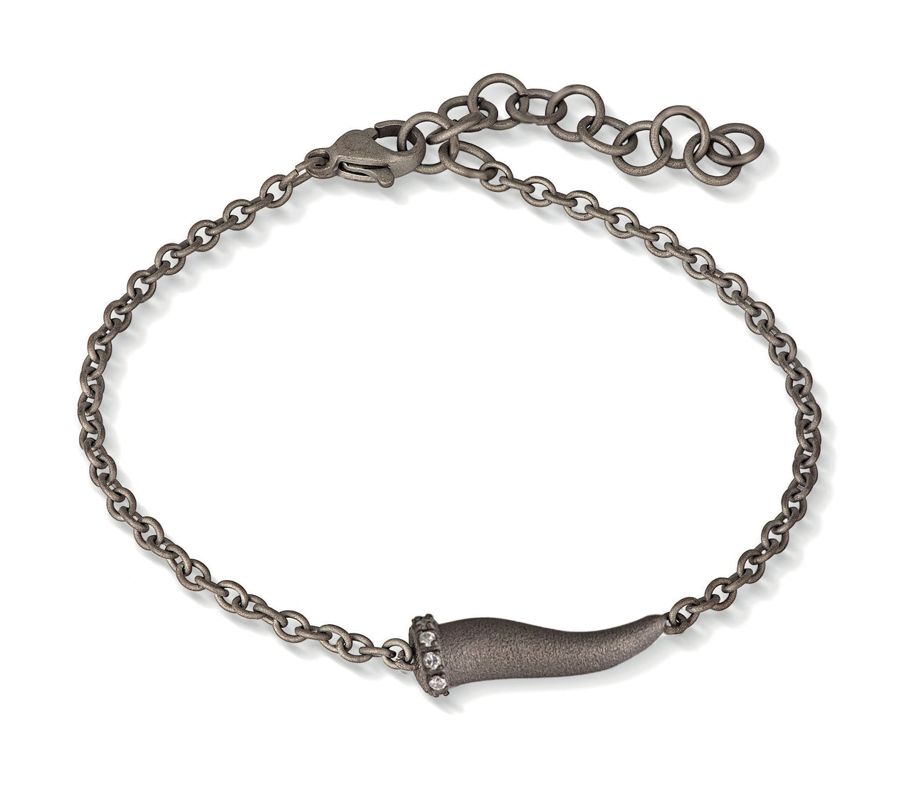 BRACELET CHARMS AVEC CORNE PORTE-BONHEUR EN TITANE, 5 BLANCS ET CHAÎNE
