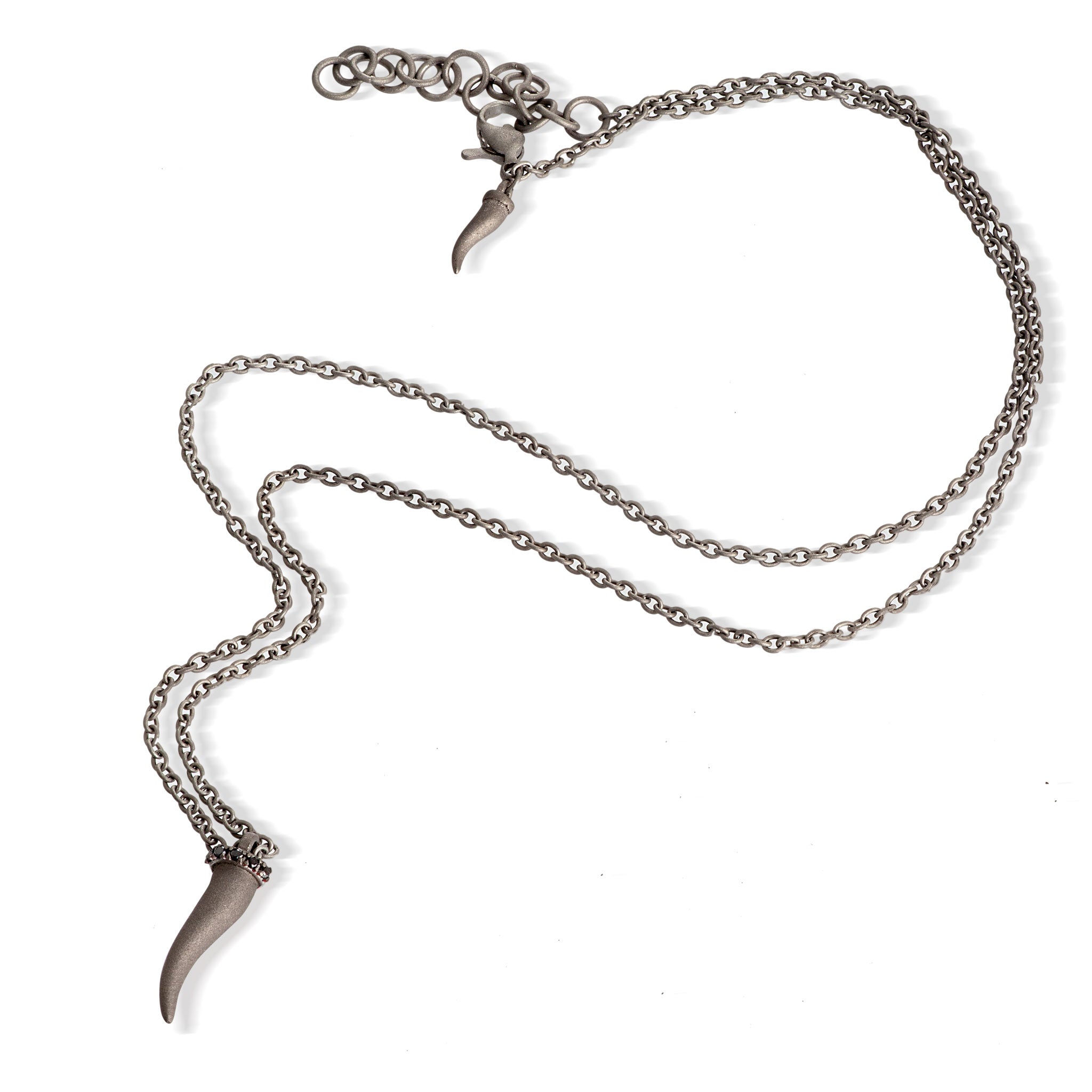 Necklace LINEA CHARMS with CORNETTO IN Titanium, 5 Diamonds BLACK and CATENA