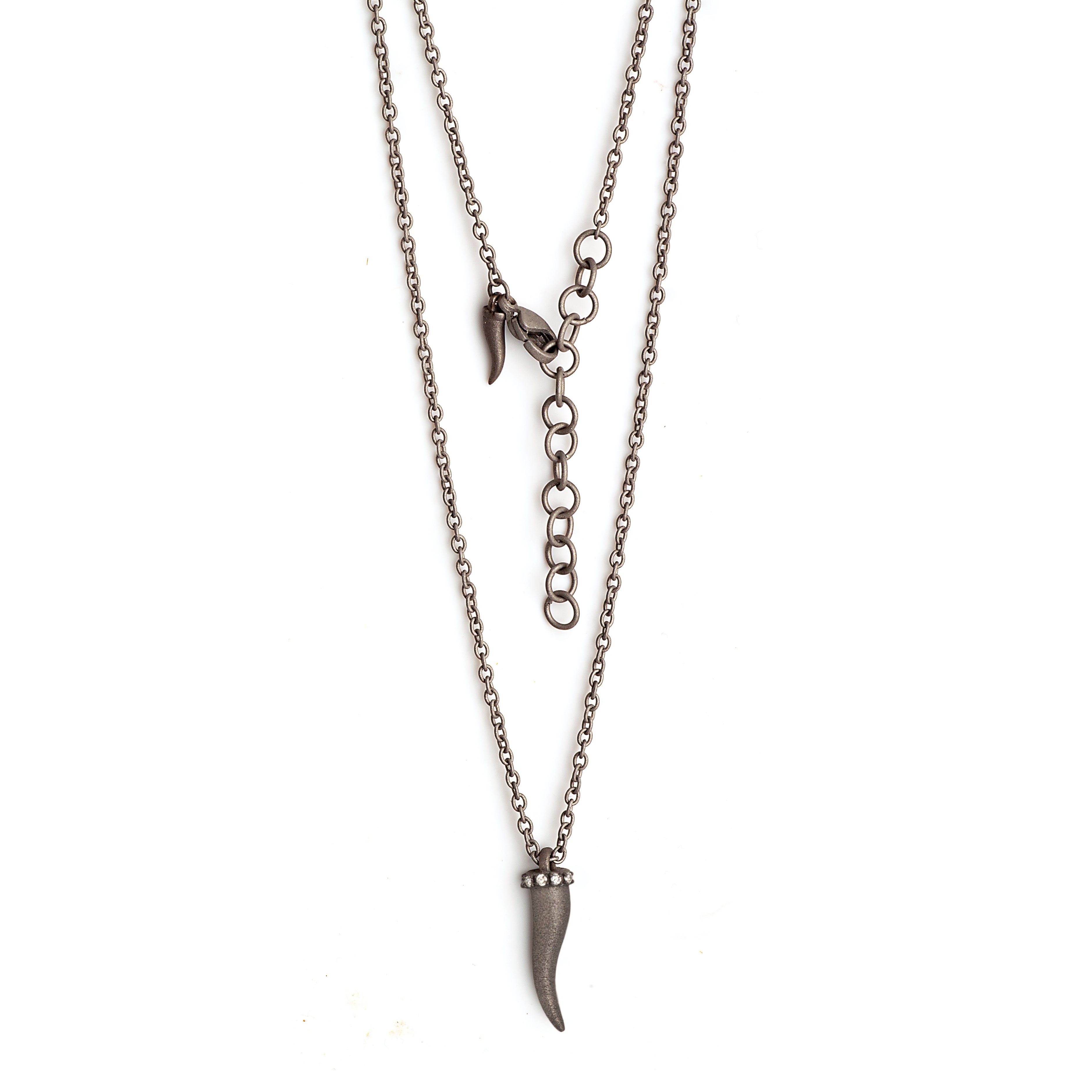 COLLANA LINEA CHARMS CON CORNETTO IN TITANIO, 5 DIAMANTI WHITE E CATENA