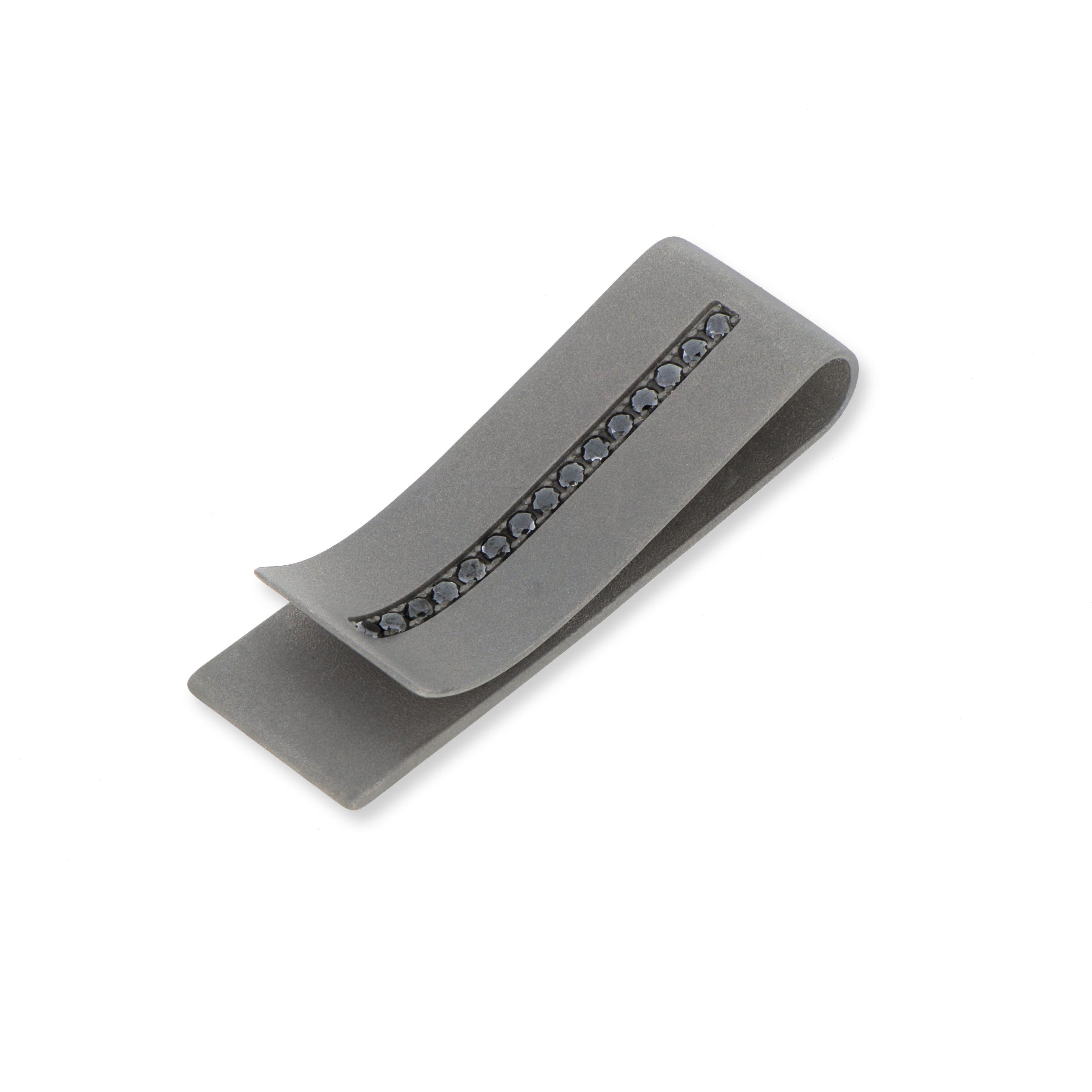 Money clips IN Titanium with FILA of Diamonds BLACK by 3 PUNTI