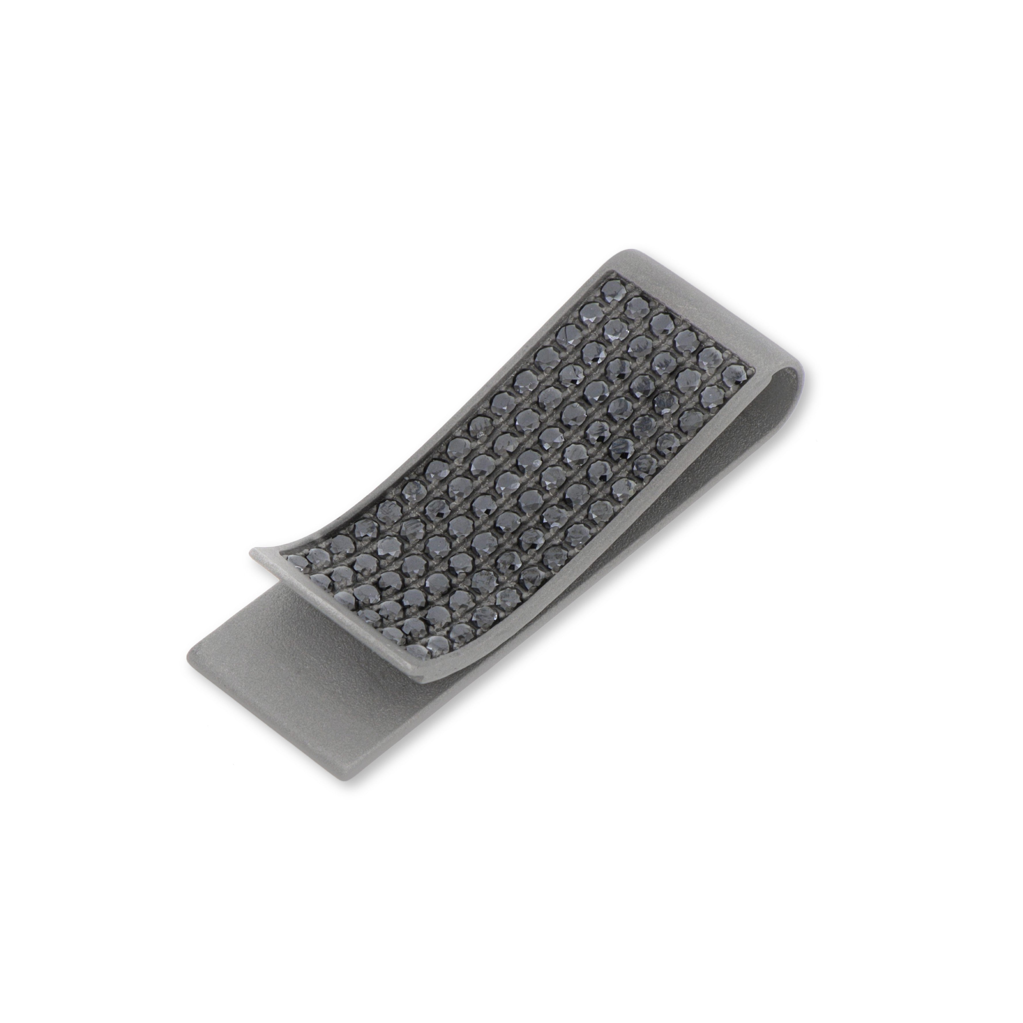 Money clips IN Titanium with PAVE' of Diamonds BLACK by 3 PUNTI