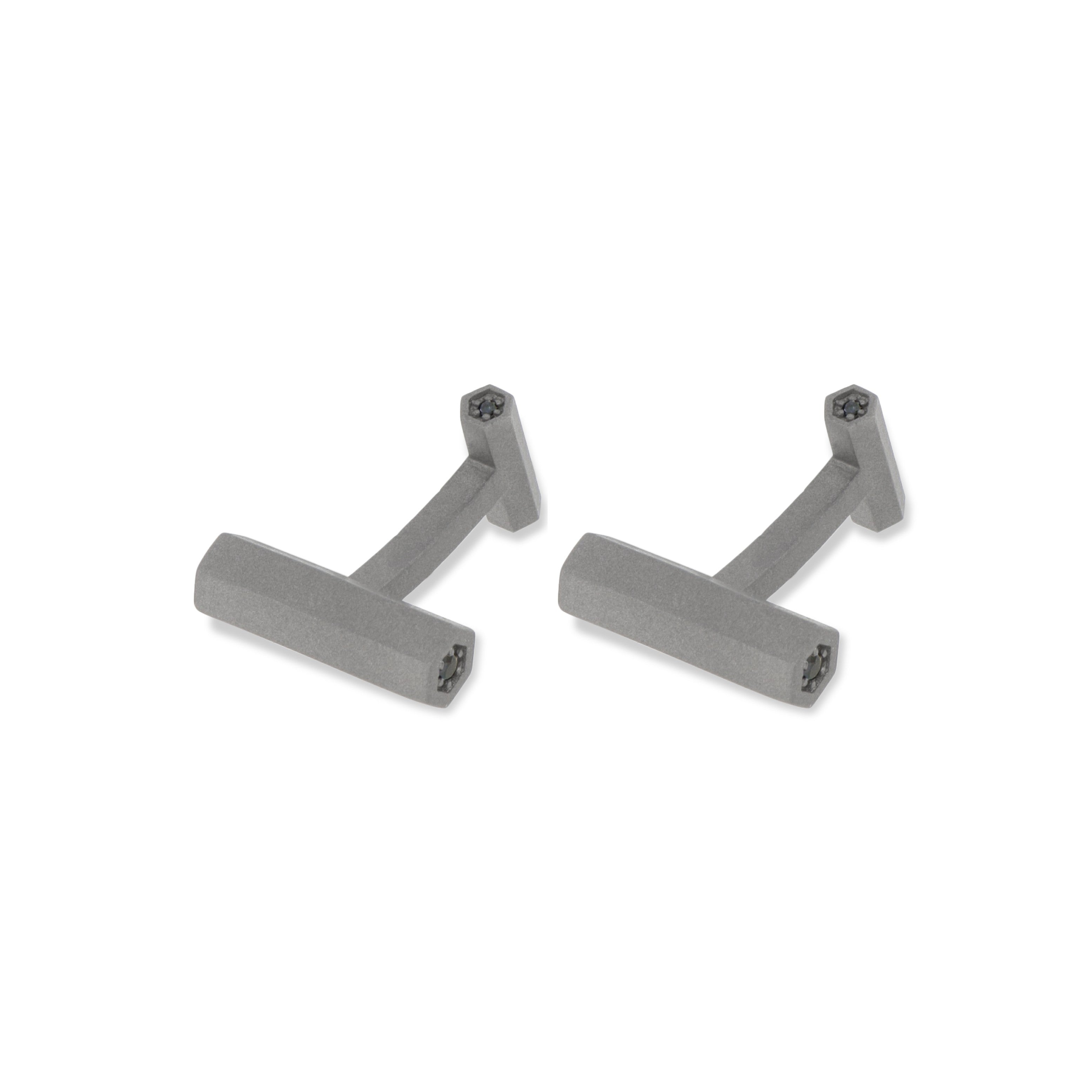 GEMELLI IN TITANIO E DIAMANTI BLACK