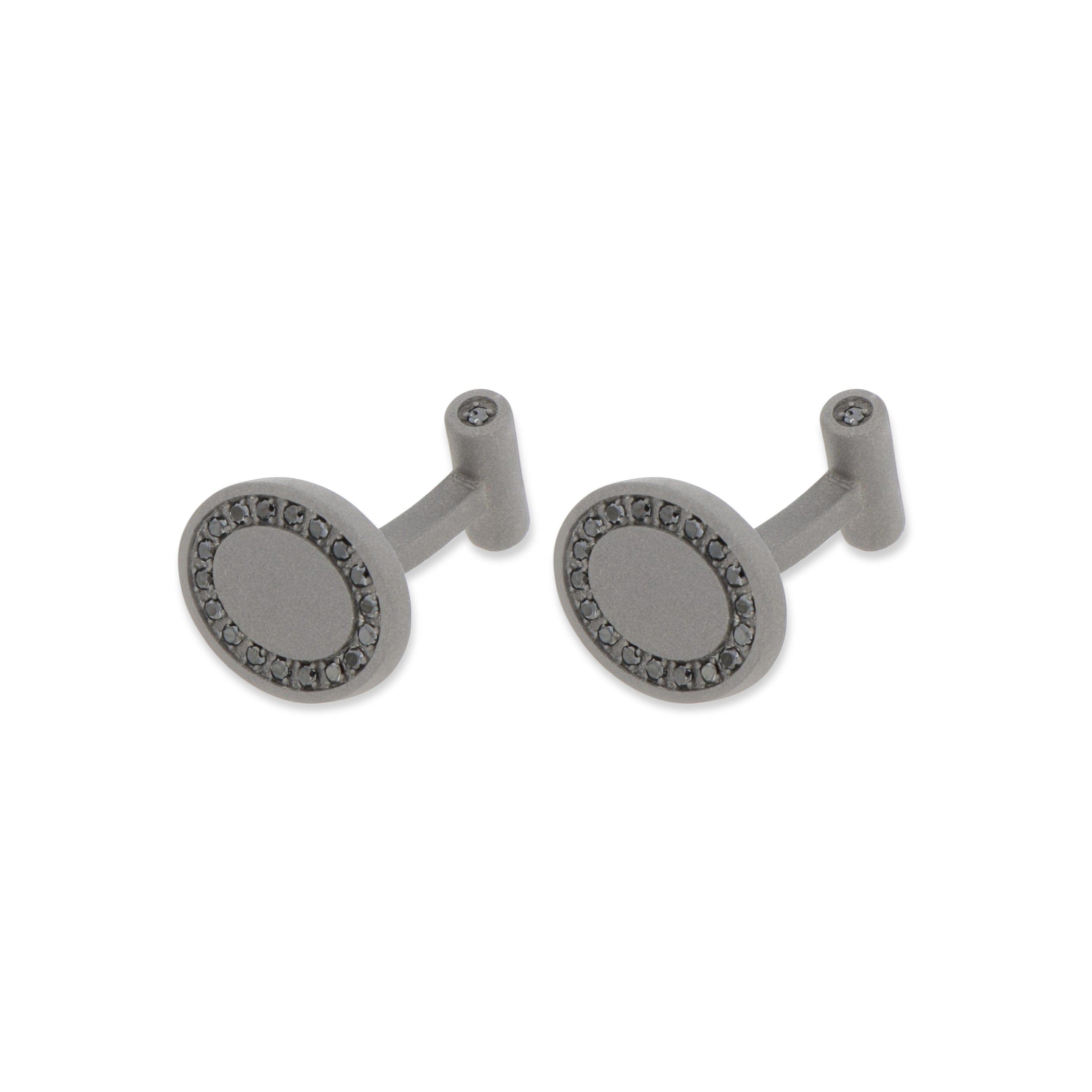 Cufflinks IN Titanium and Diamonds BLACK