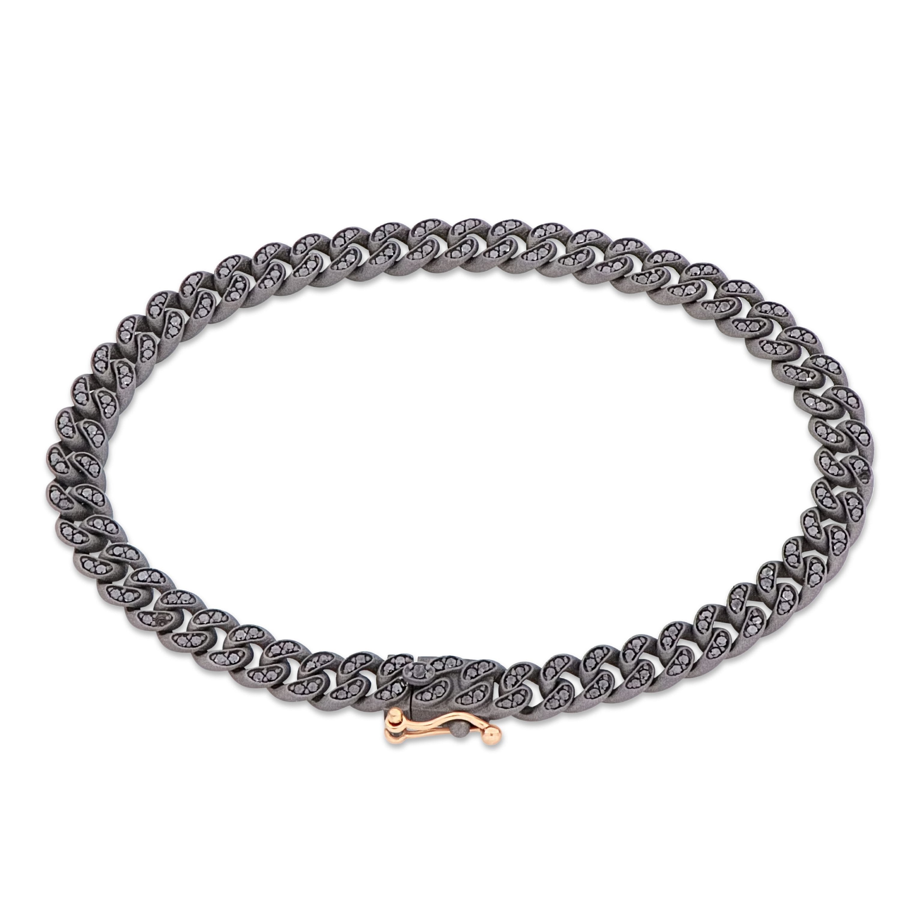 BRACCIALE GROUMETTE IN TITANIO, DIAMANTI BLACK E ORO ROSSO 18 KT