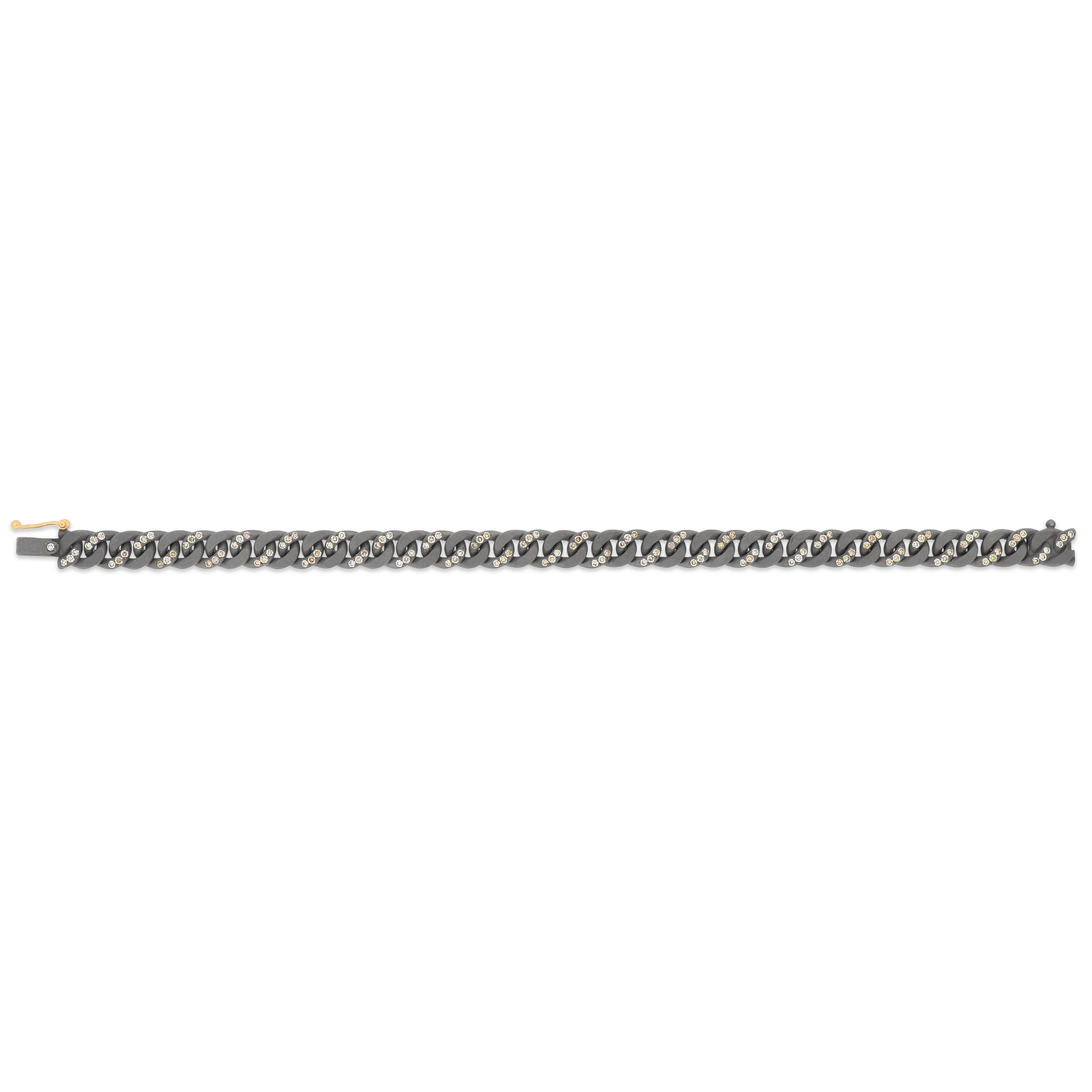 Bracelet GROUMETTE ALTERNATO IN Titanium with Diamonds BROWN and Gold 18 KT