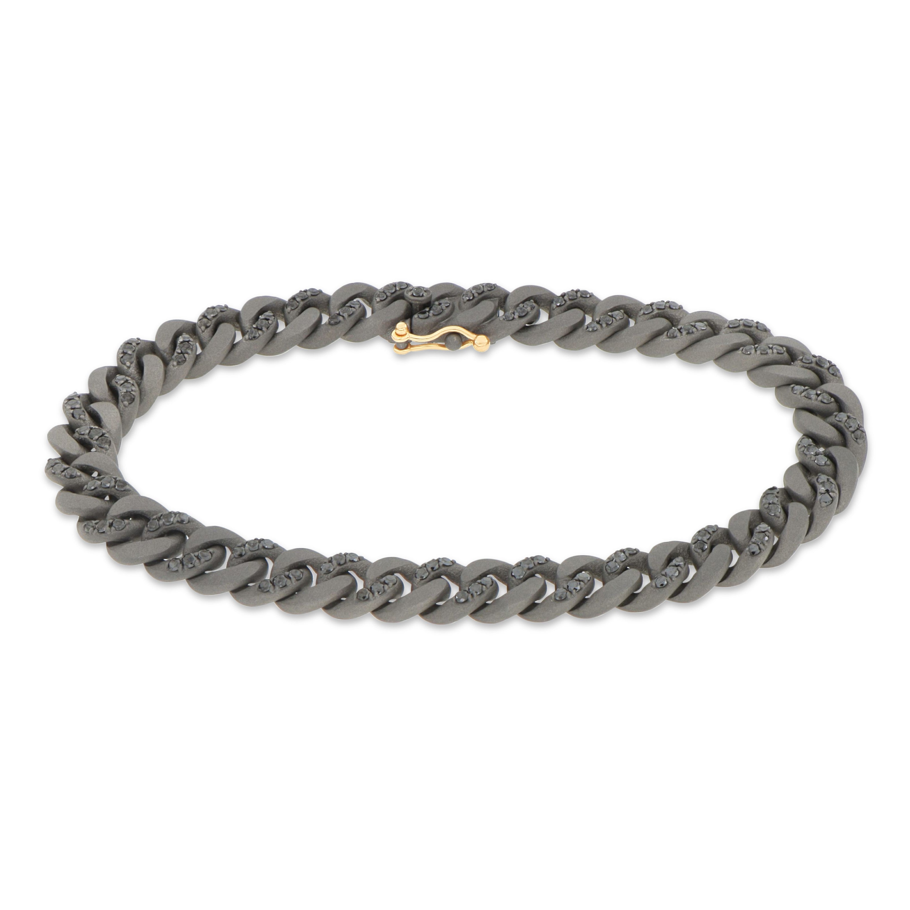 Bracelet GROUMETTE ALTERNATO IN Titanium with Diamonds BLACK and Gold 18 KT