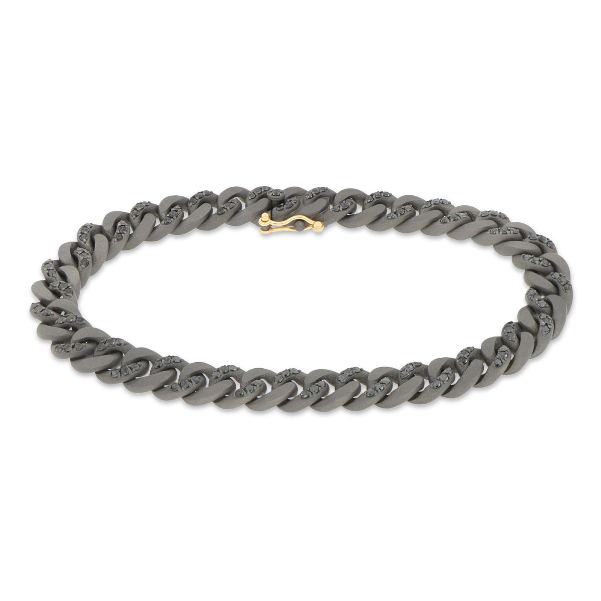 BRACCIALE GROUMETTE ALTERNATO IN TITANIO CON DIAMANTI BLACK E ORO 18 KT