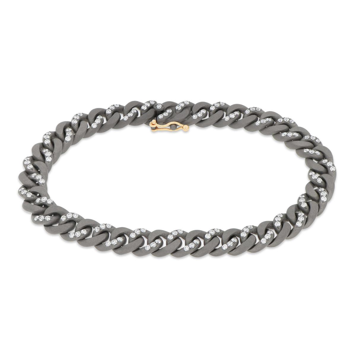 BRACCIALE GROUMETTE ALTERNATO IN TITANIO CON DIAMANTI WHITE E ORO 18 KT