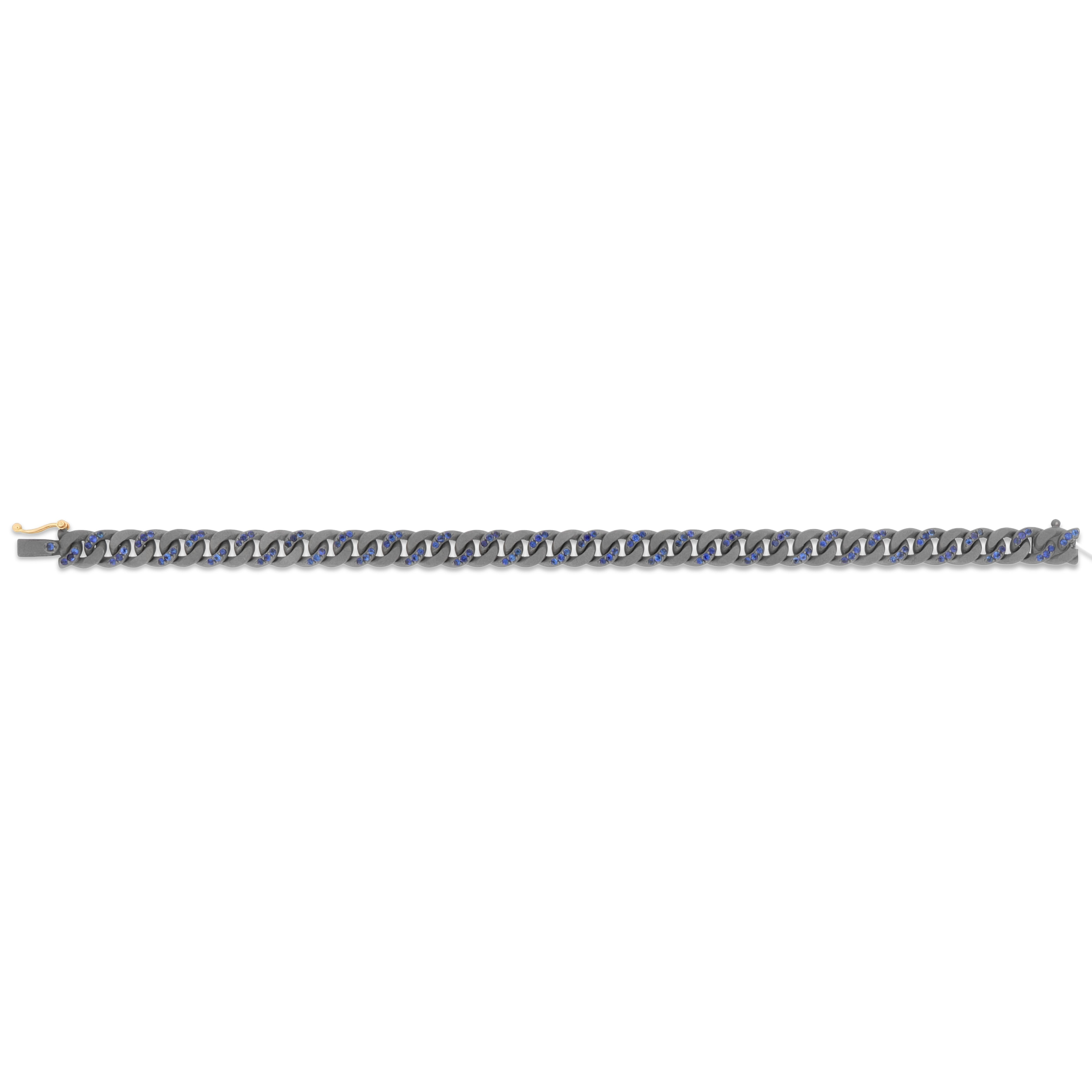 BRACCIALE GROUMETTE ALTERNATO IN TITANIO CON ZAFFIRI BLU E ORO 18 KT