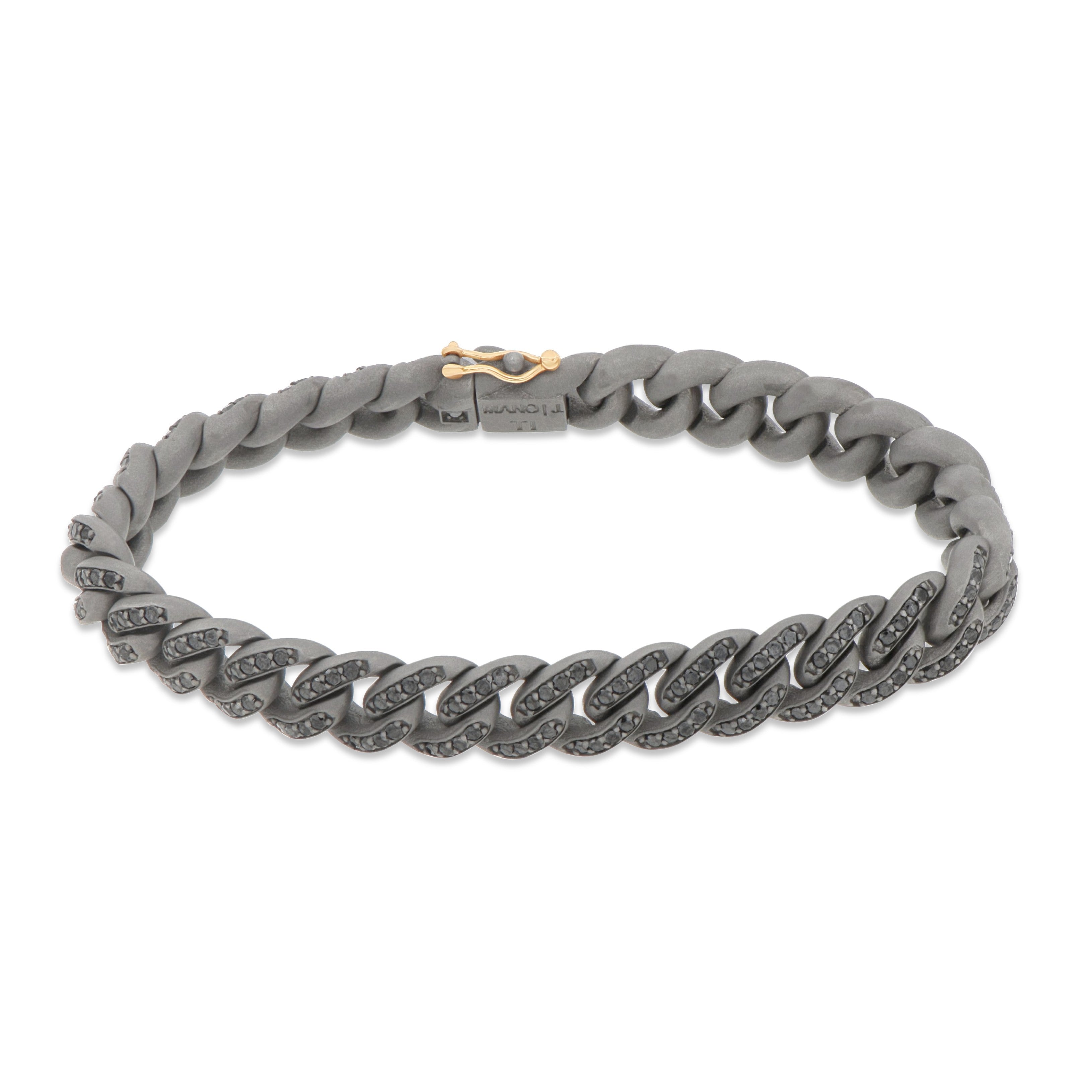 BRACCIALE GROUMETTE IN TITANIO, DIAMANTI BLACK E ORO ROSSO 18 KT
