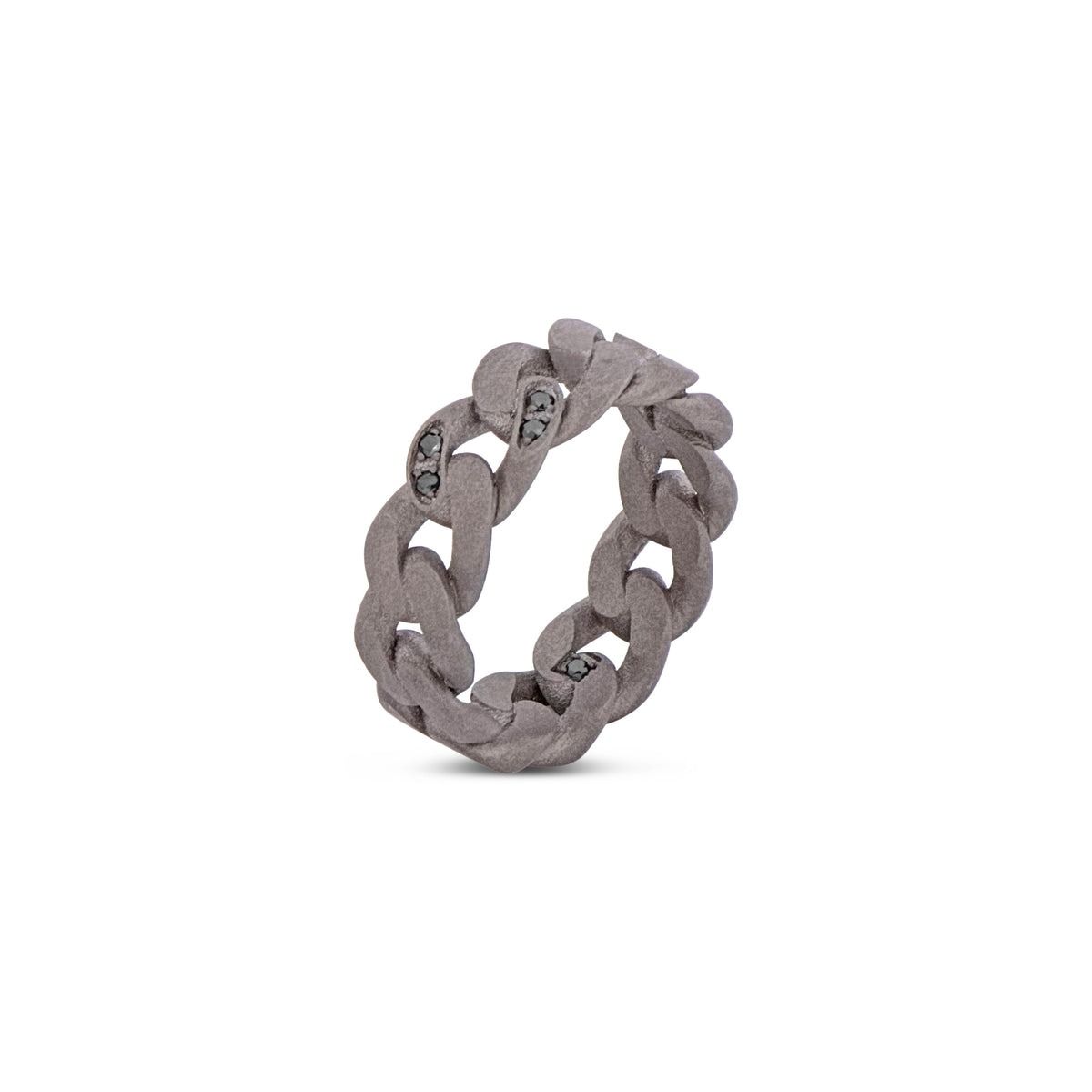 ANELLO UOMO IN TITANIO CON UNA MAGLIA INCASSATA CON DIAMANTI BLACK