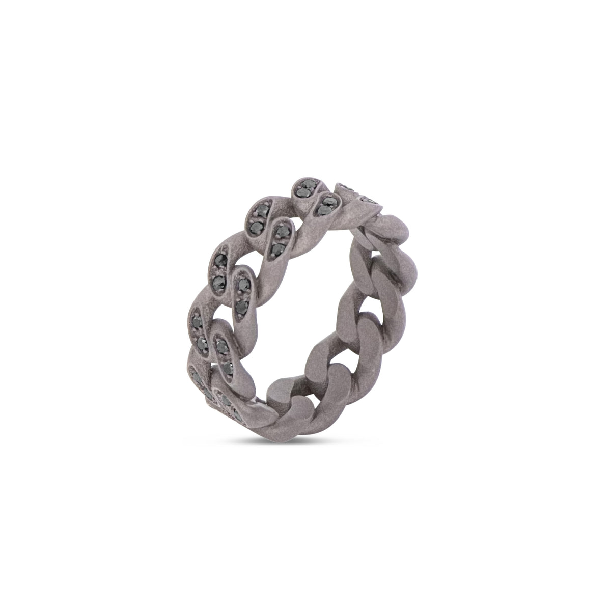 ANELLO UOMO IN TITANIO TUTTO INCASSATO CON DIAMANTI BLACK