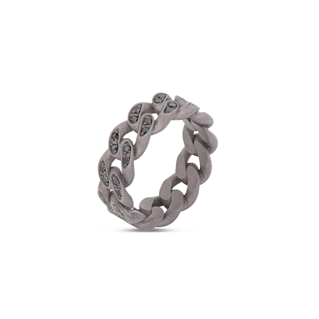 ANELLO UOMO IN TITANIO TUTTO INCASSATO CON DIAMANTI BLACK