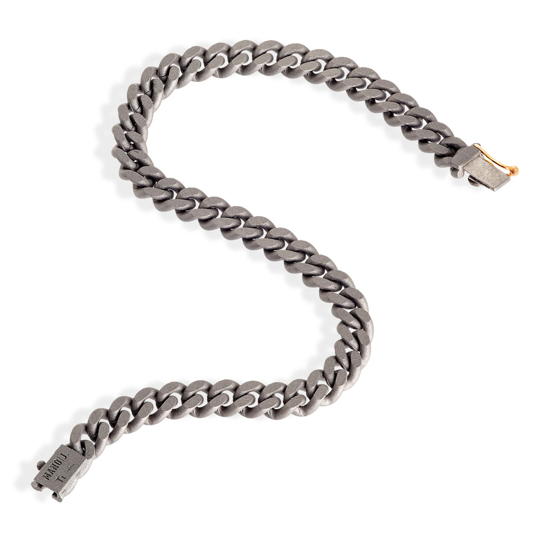 BRACELET HOMME EN TITANE, OR ROUGE 18KT ET DIAMANT NOIR