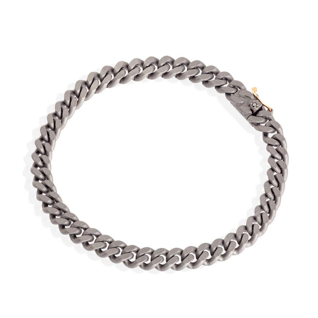 BRACELET HOMME EN TITANE, OR ROUGE 18KT ET DIAMANT NOIR