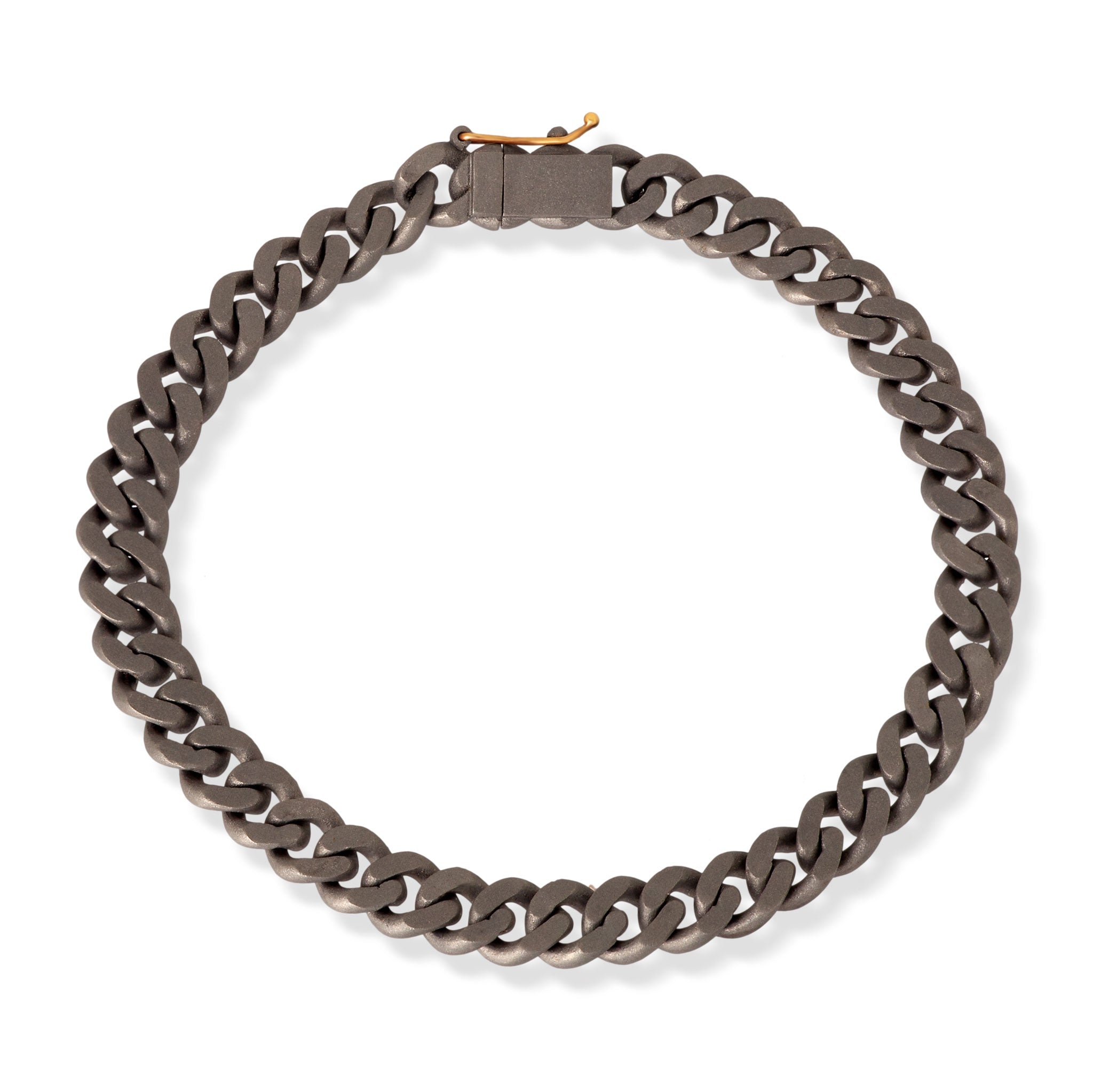 BRACELET HOMME EN TITANE, DIAMANTS BRUNS ET OR ROUGE 18KT.