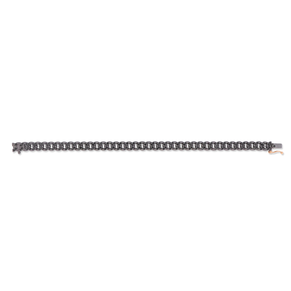 BRACELET HOMME EN TITANE, DIAMANTS NOIRS ET OR ROUGE 18KT.