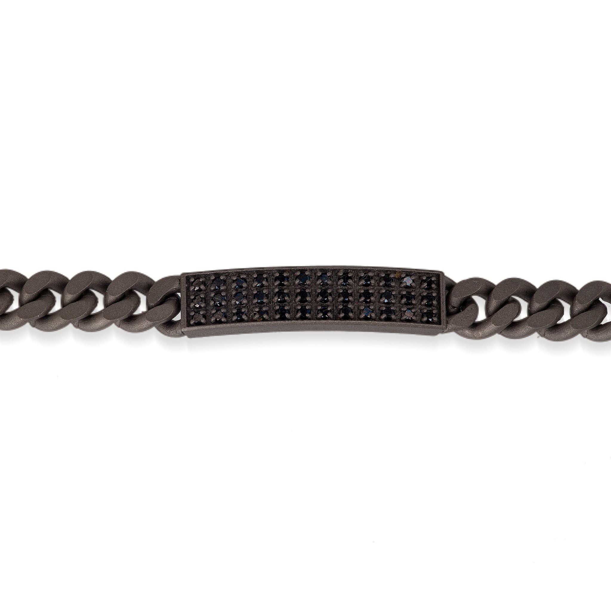 BRACCIALE UOMO IN TITANIO, TARGHETTA CON DIAMANTI BLACK E ORO ROSSO 18KT.