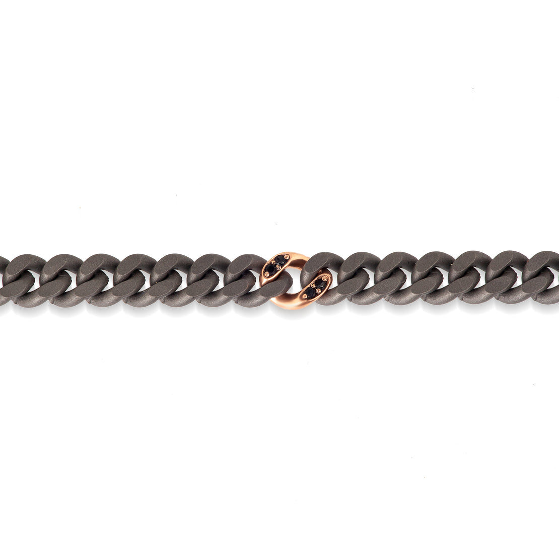 BRACELET HOMME EN TITANE, DIAMANTS NOIRS ET OR ROUGE 18KT.