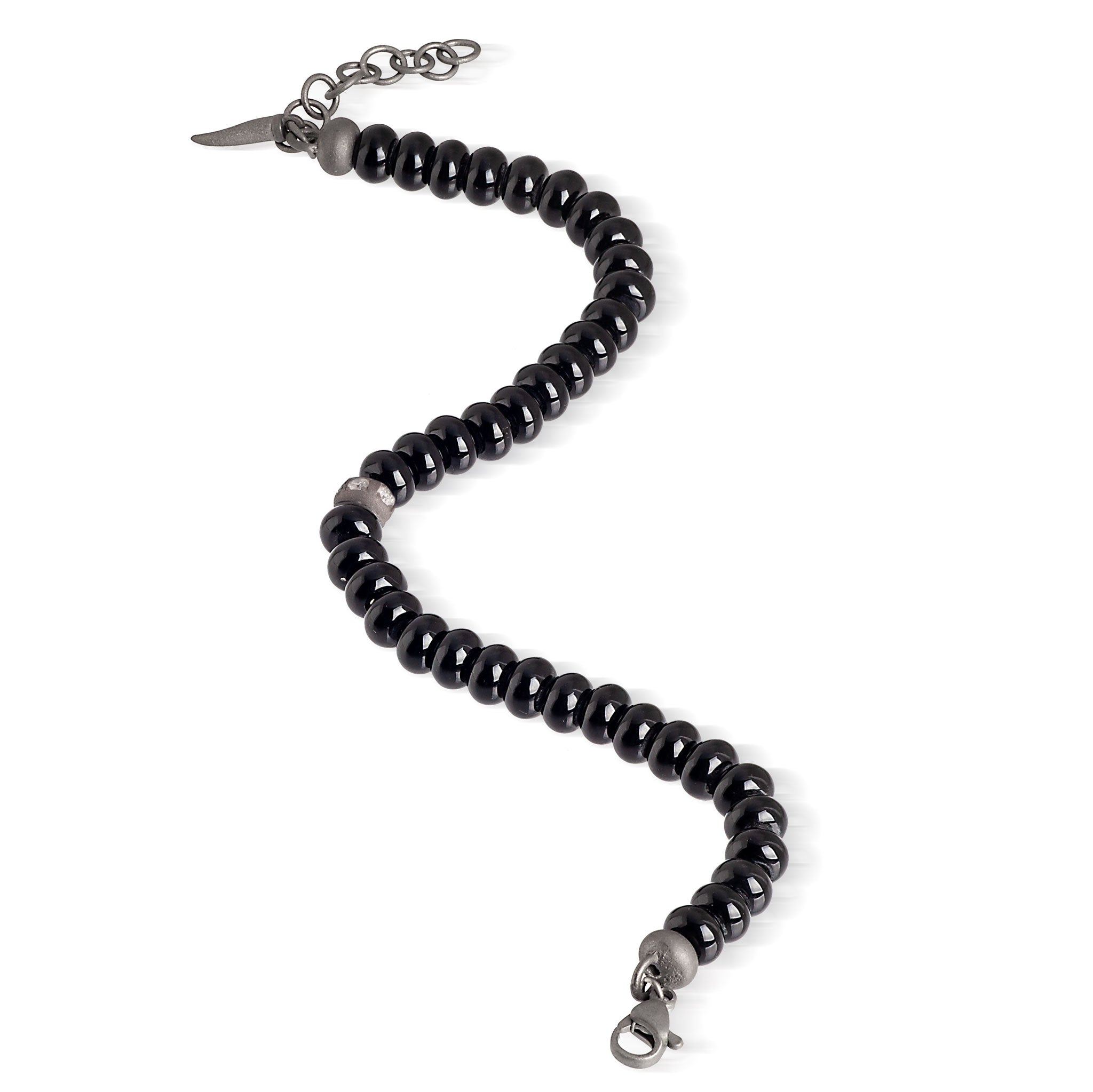 BRACCIALE UOMO SFERE IN TITANIO, ONICE LUCIDA E DIAMANTI WHITE 3 PUNTI