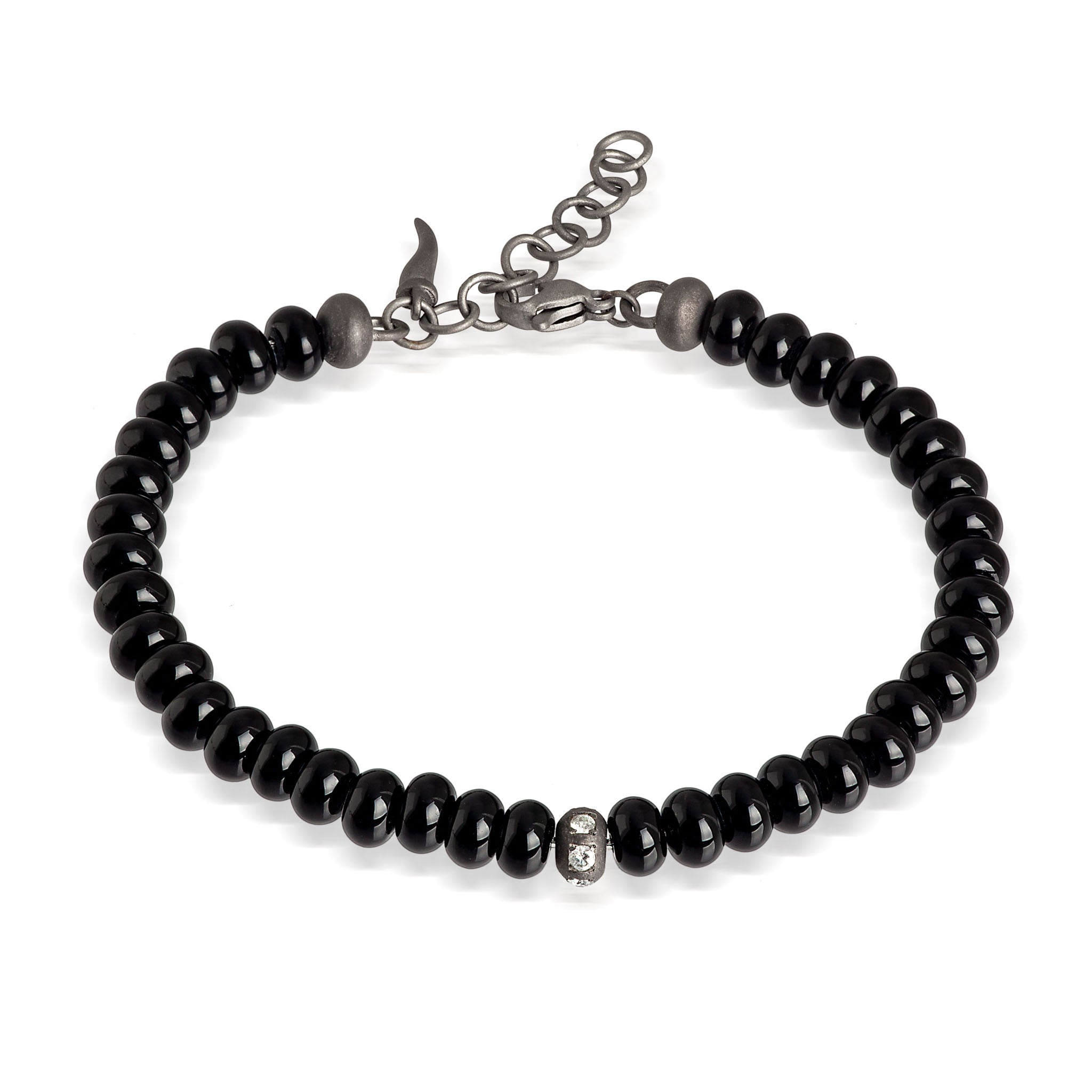 Bracelet UOMO SFERE IN Titanium, ONICE LUCIDA and Diamonds WHITE 3 PUNTI