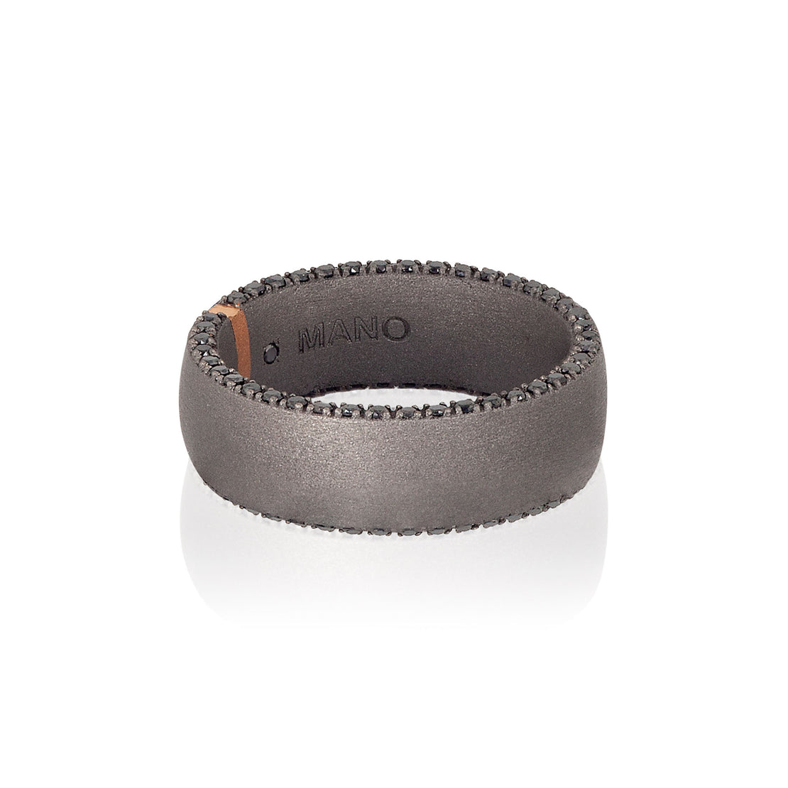 BAGUE LIGNE MINIMAL EN TITANE, OR ROUGE 18 KT ET 82 DIAMANTS NOIRS