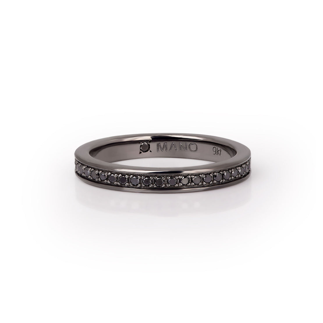 ALLIANCE TOUR COMPLET OR BLANC  9 KT BRUNI AVEC 43 DIAMANTS NOIRS