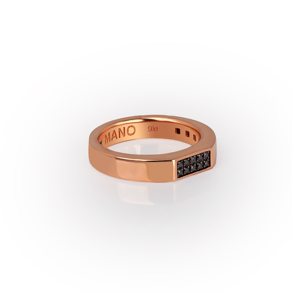 ANELLO UOMO IN ORO ROSSO 9 KT CON 10 DIAMANTI BLACK.