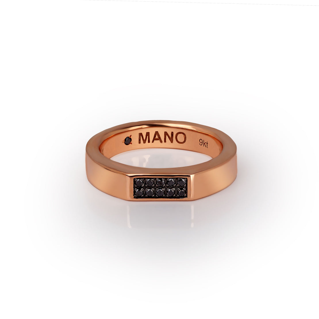 ANELLO UOMO IN ORO ROSSO 9 KT CON 10 DIAMANTI BLACK.