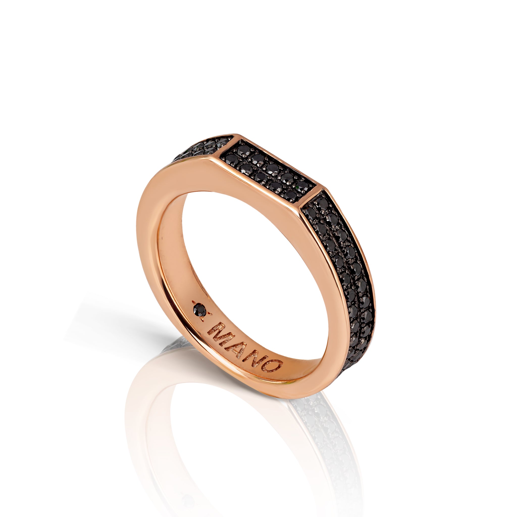 Ring UOMO TUTTO INCASSATO IN Rose gold 9 KT and 90 Diamonds BLACK