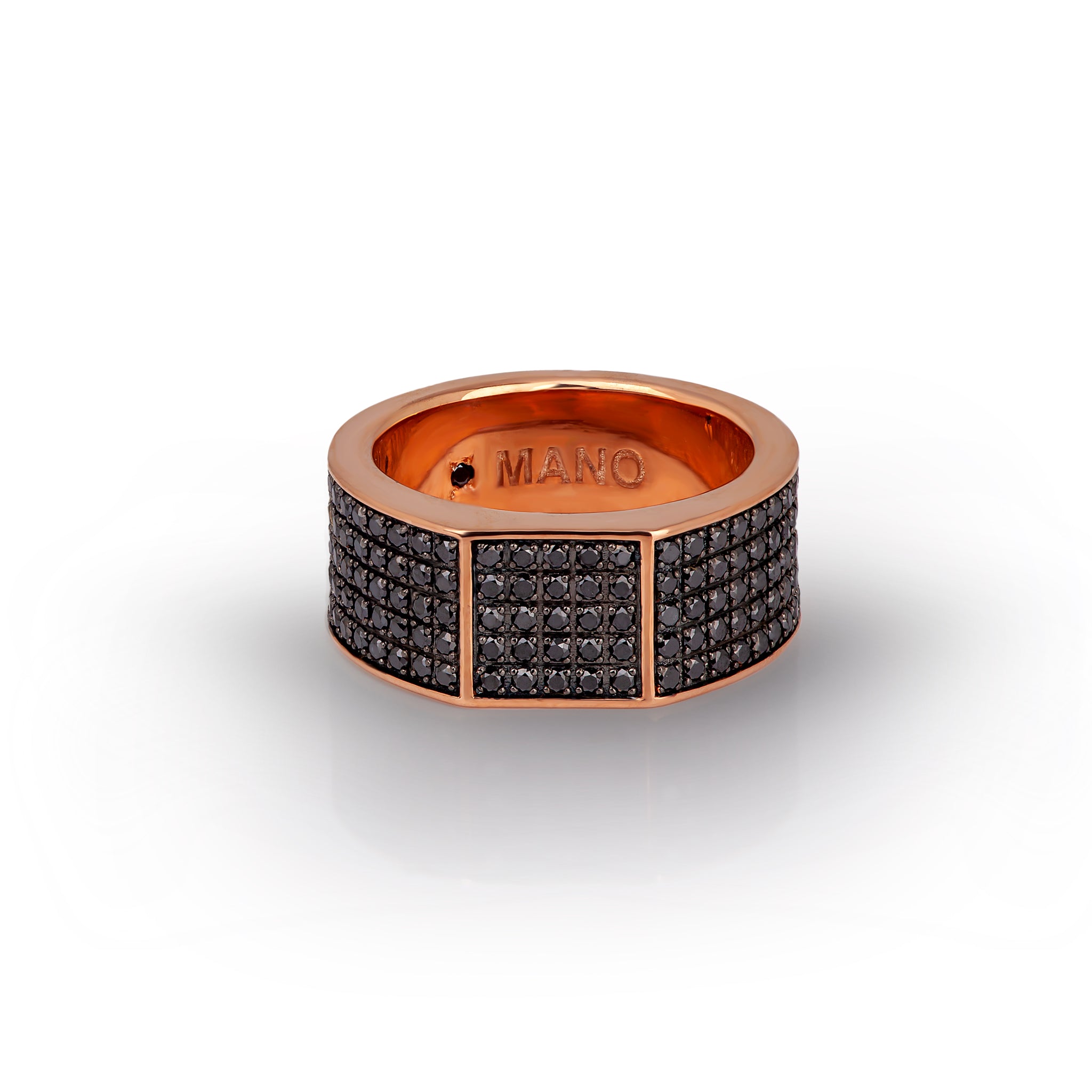 Ring UOMO IN Rose gold 9 KT and 225 Diamonds BLACK.