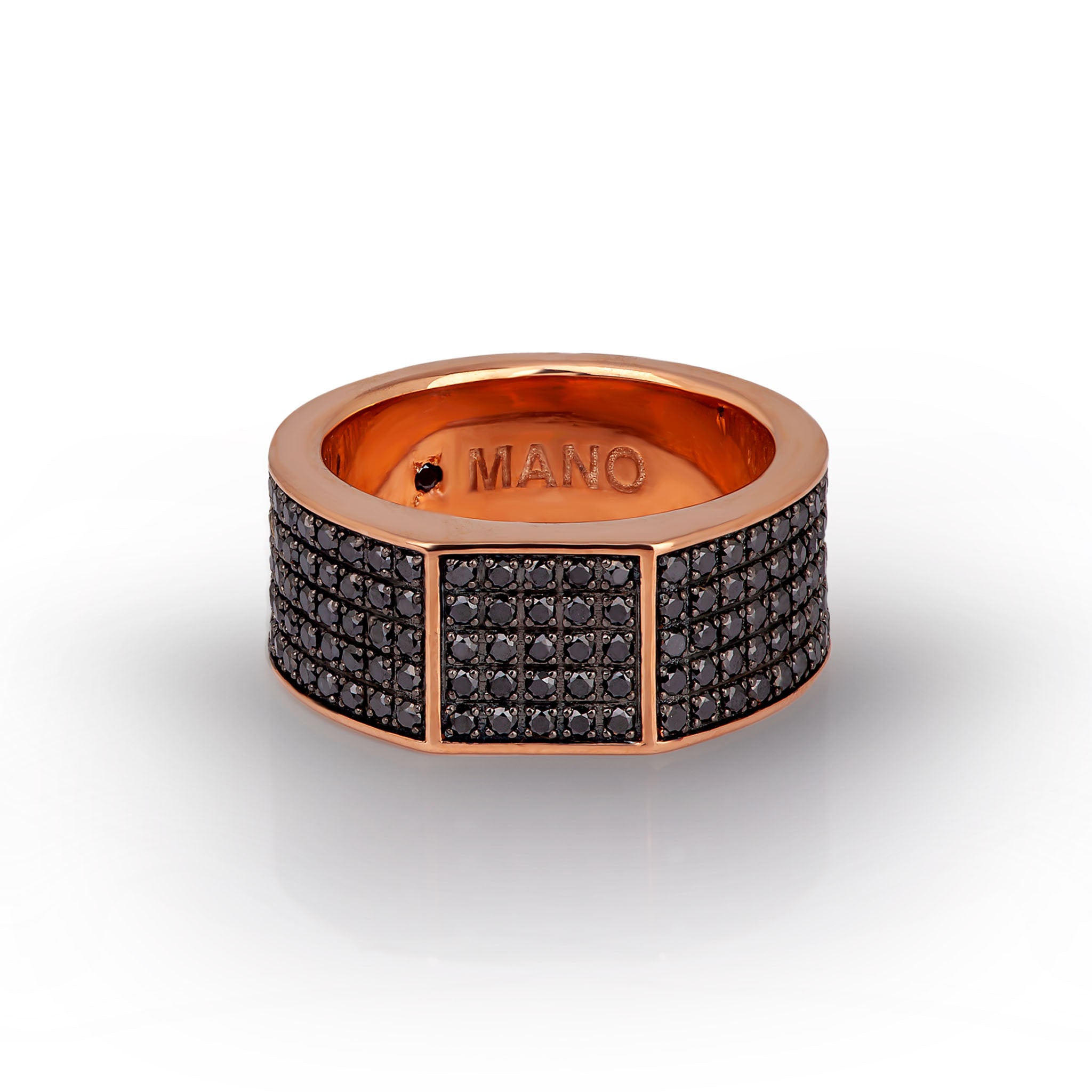 Ring UOMO IN Rose gold 9 KT and 225 Diamonds BLACK.