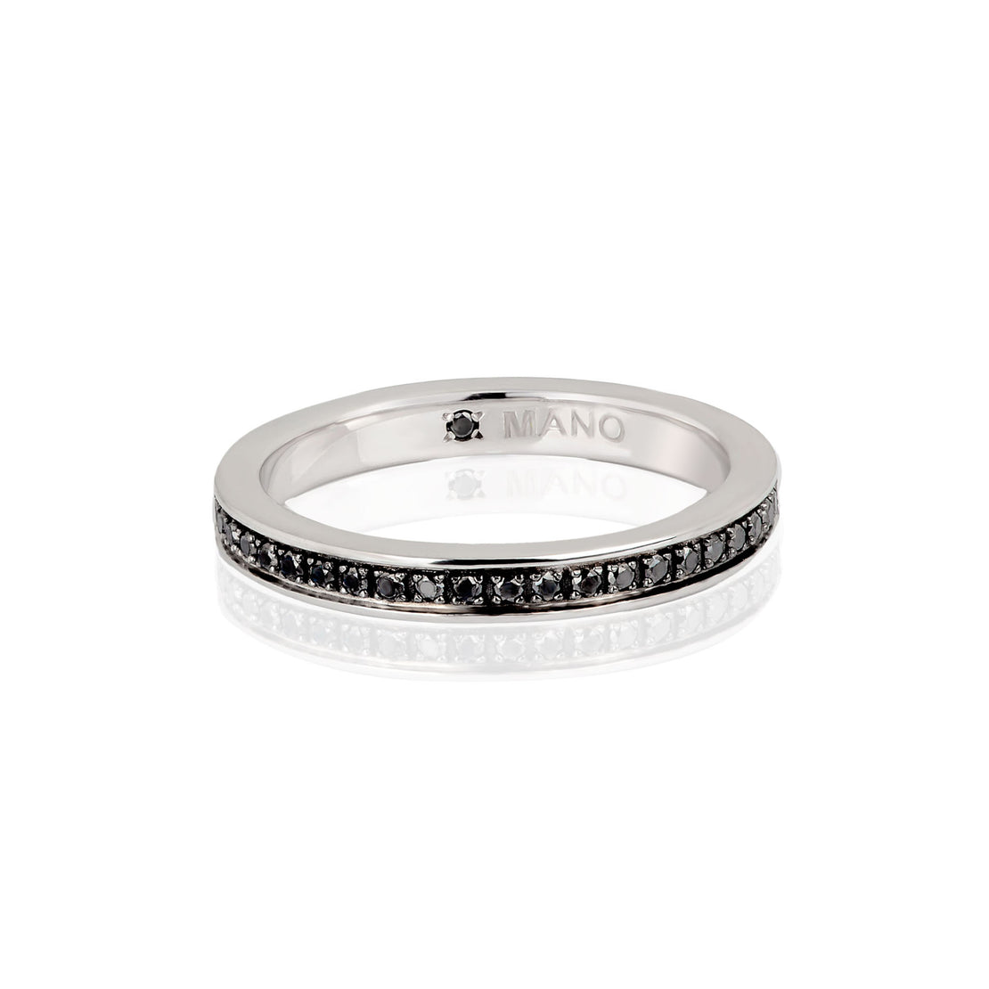 ALLIANCE TOUR COMPLET OR BLANC  9 KT RHODIÉ AVEC 43 DIAMANTS NOIRS