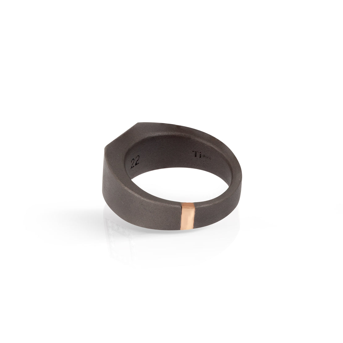 BAGUE HOMME  EN TITANE, OR AVEC CONTOUR DE 16 DIAMANTS BLANCS.