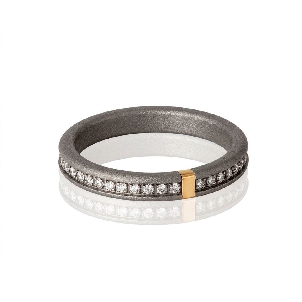 VERETTA GIRODITO  IN TITANIO,ORO 18 KT E 43 DIAMANTI WHITE.