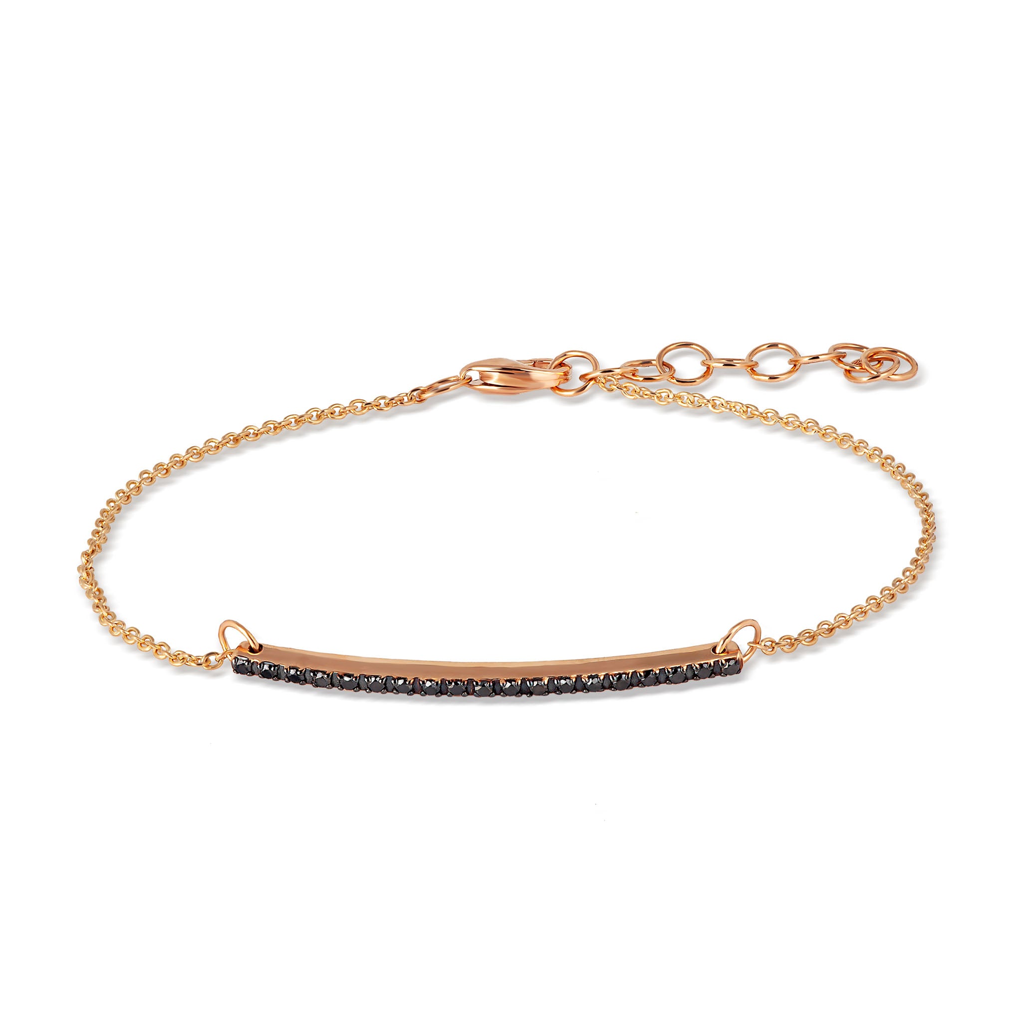 BRACCIALE UOMO CON BARRETTA IN ORO ROSSO 9 KT E DIAMANTI BLACK