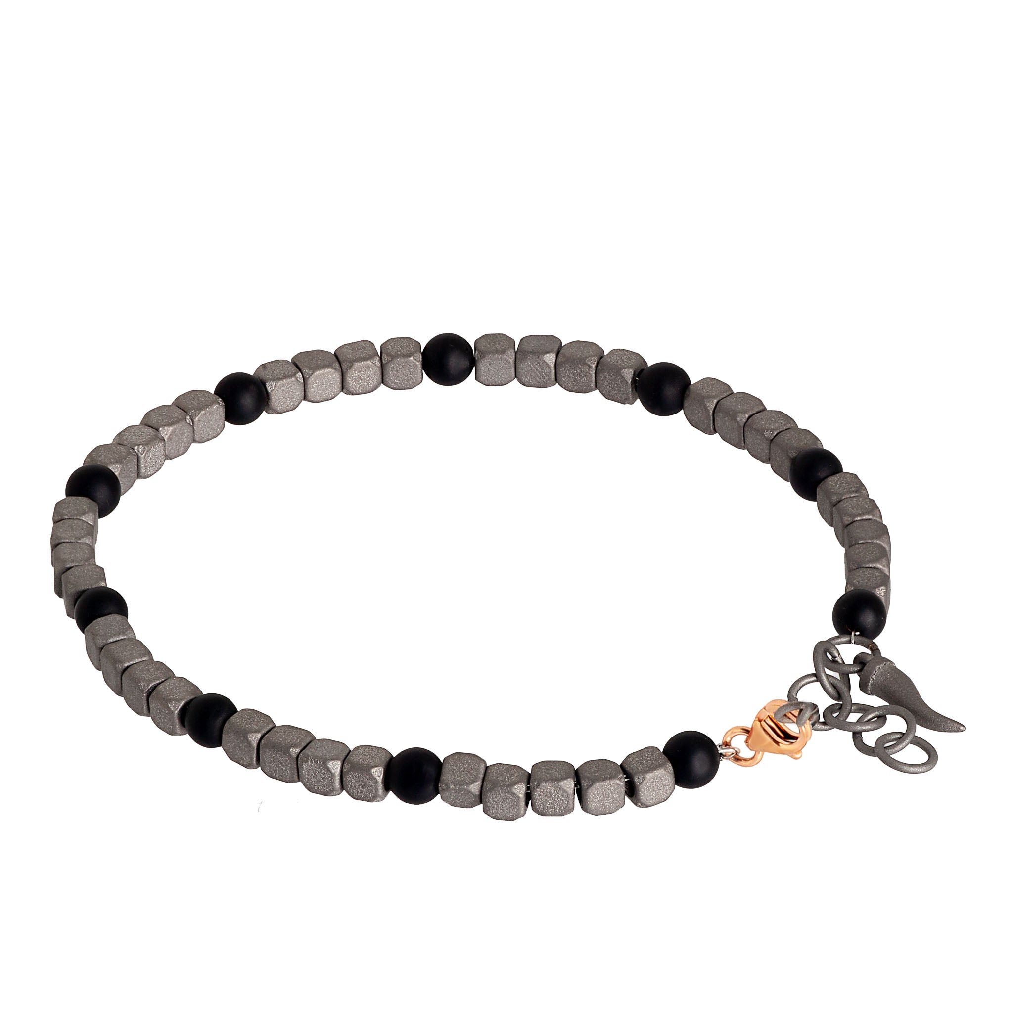 BRACCIALE UOMO IN TITANIO, ONICE E ORO ROSSO 9KT
