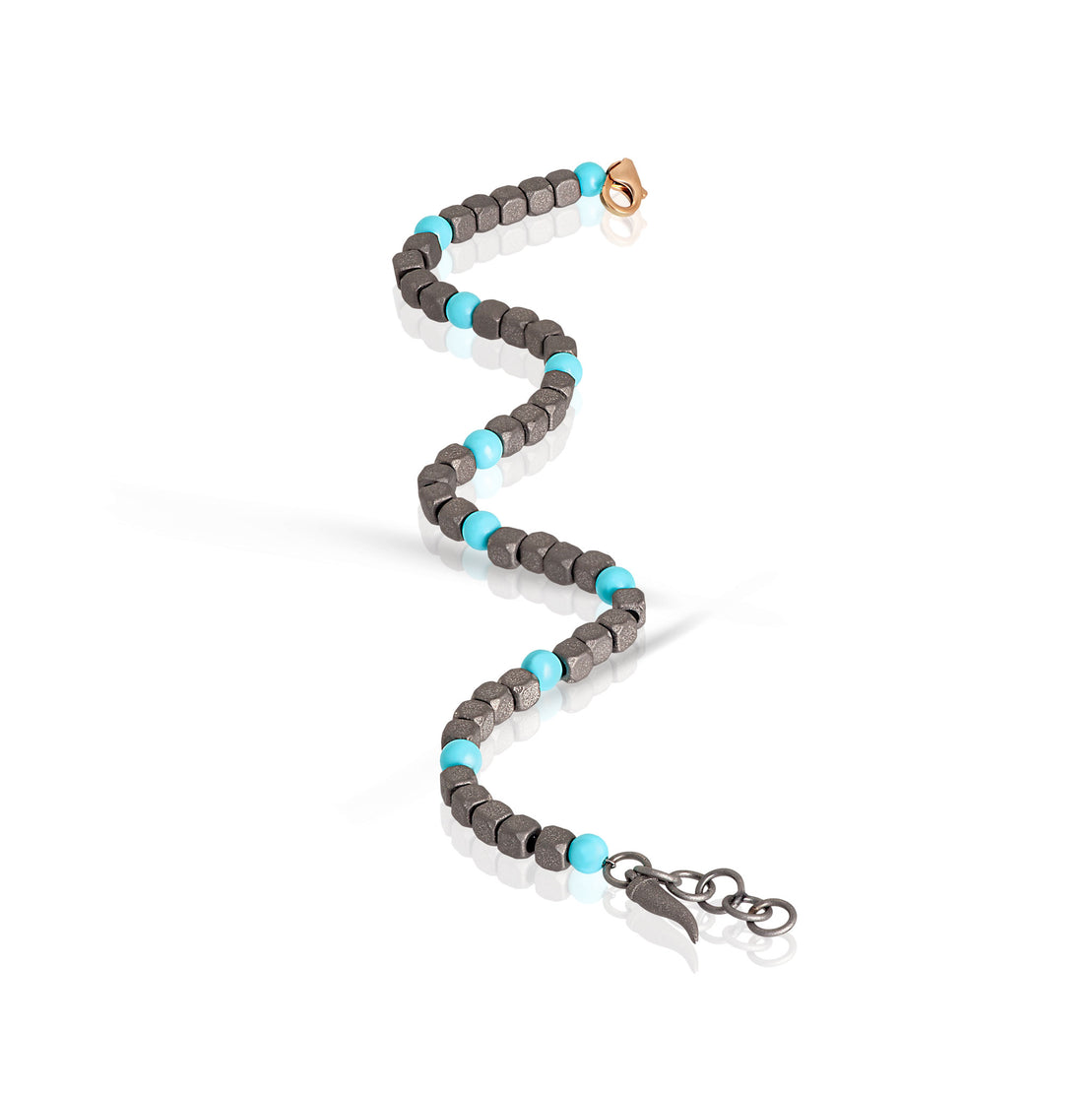 BRACELET HOMME EN TITANE, TURQUOISE ET OR ROSE 9KT