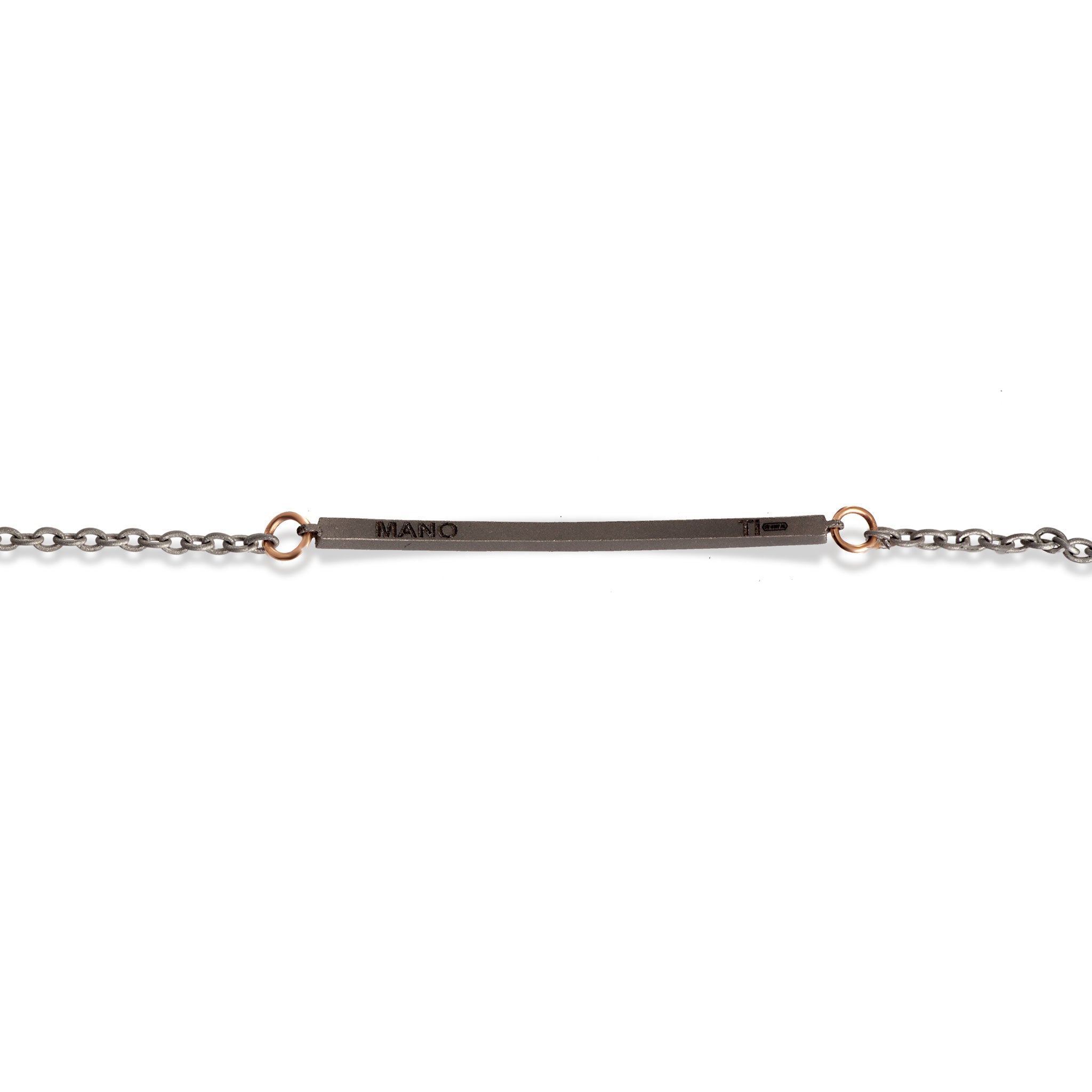 BRACELET HOMME AVEC BARRETTE EN TITANE, 19 DIAMANTS BLANCS ET OR ROUGE 19 KT