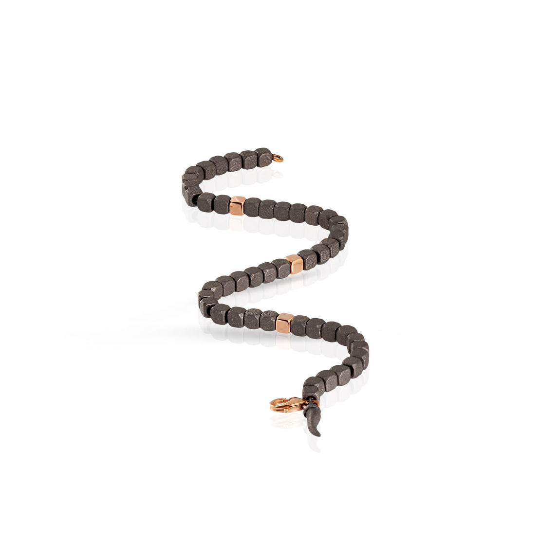 BRACELET HOMME AVEC CUBES EN TITANE ET EN OR ROUGE 9KT