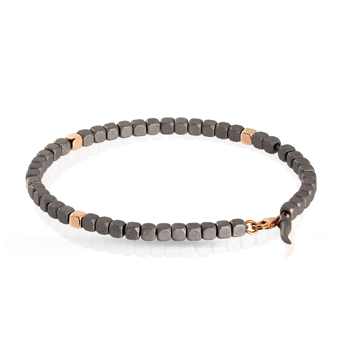 BRACELET HOMME AVEC CUBES EN TITANE ET EN OR ROUGE 9KT
