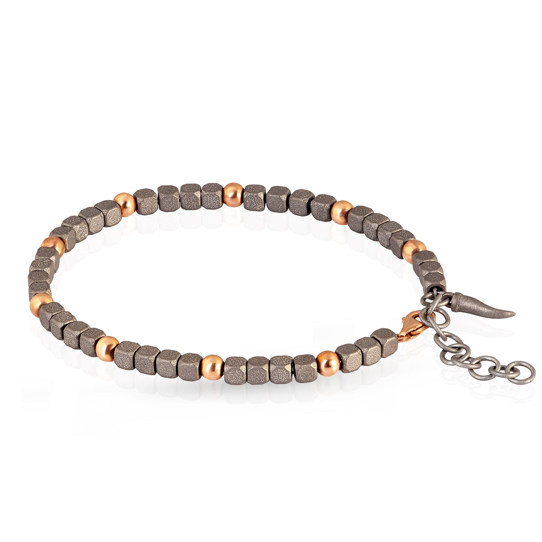 BRACELET HOMME EN TITANE ET 9 SPHÈRES EN OR ROUGE 9KT