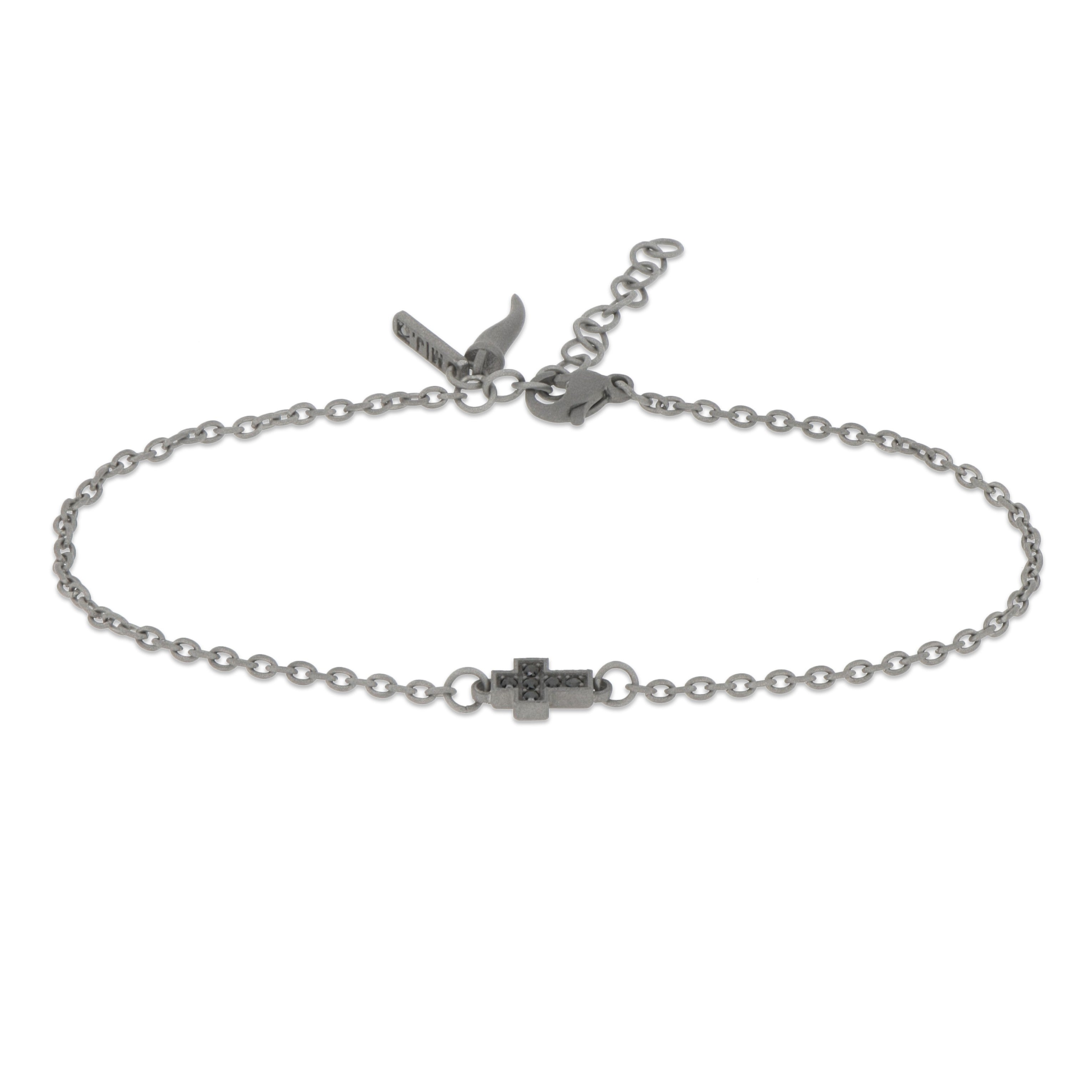 Bracelet IN Titanium with CROCE CENTRALE and Diamonds BLACK