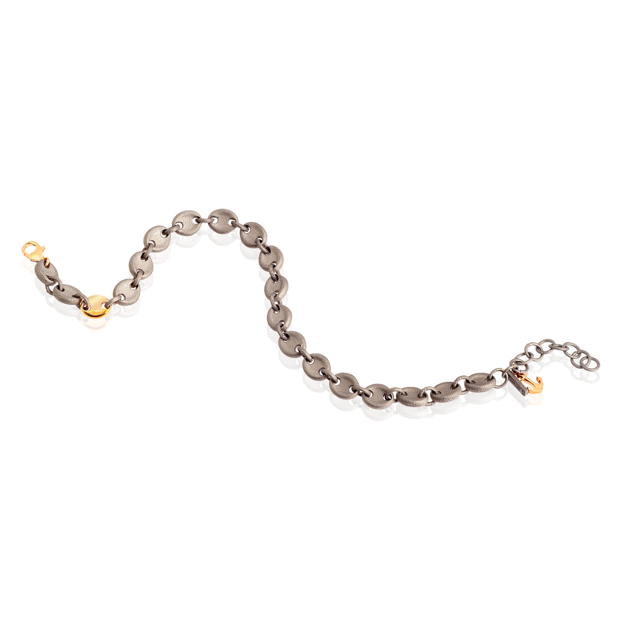 Bracelet UOMO with MAGLIE MARINE IN Titanium, a MAGLIA ED ANCORA IN Rose gold 9KT