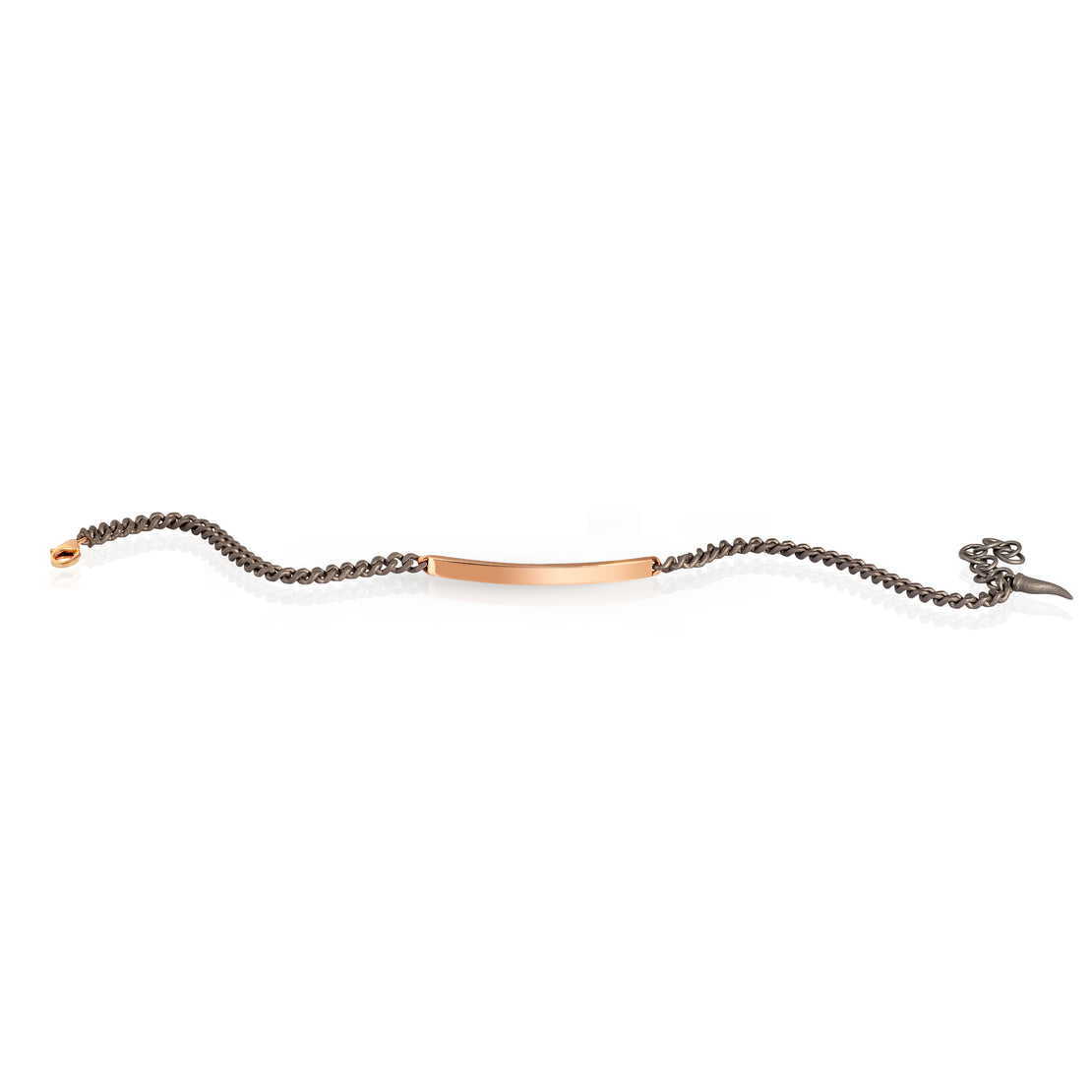 BRACELET AVEC BARRETTE EN OR ROUGE 9 KT LISSE ET CHAÎNE GROUMETTE