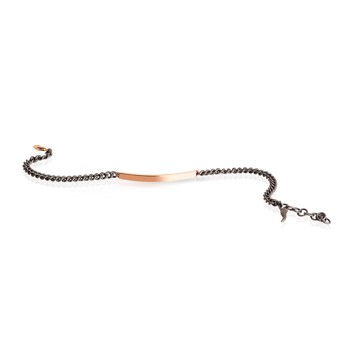 BRACELET AVEC BARRETTE EN OR ROUGE 9 KT LISSE ET CHAÎNE GROUMETTE