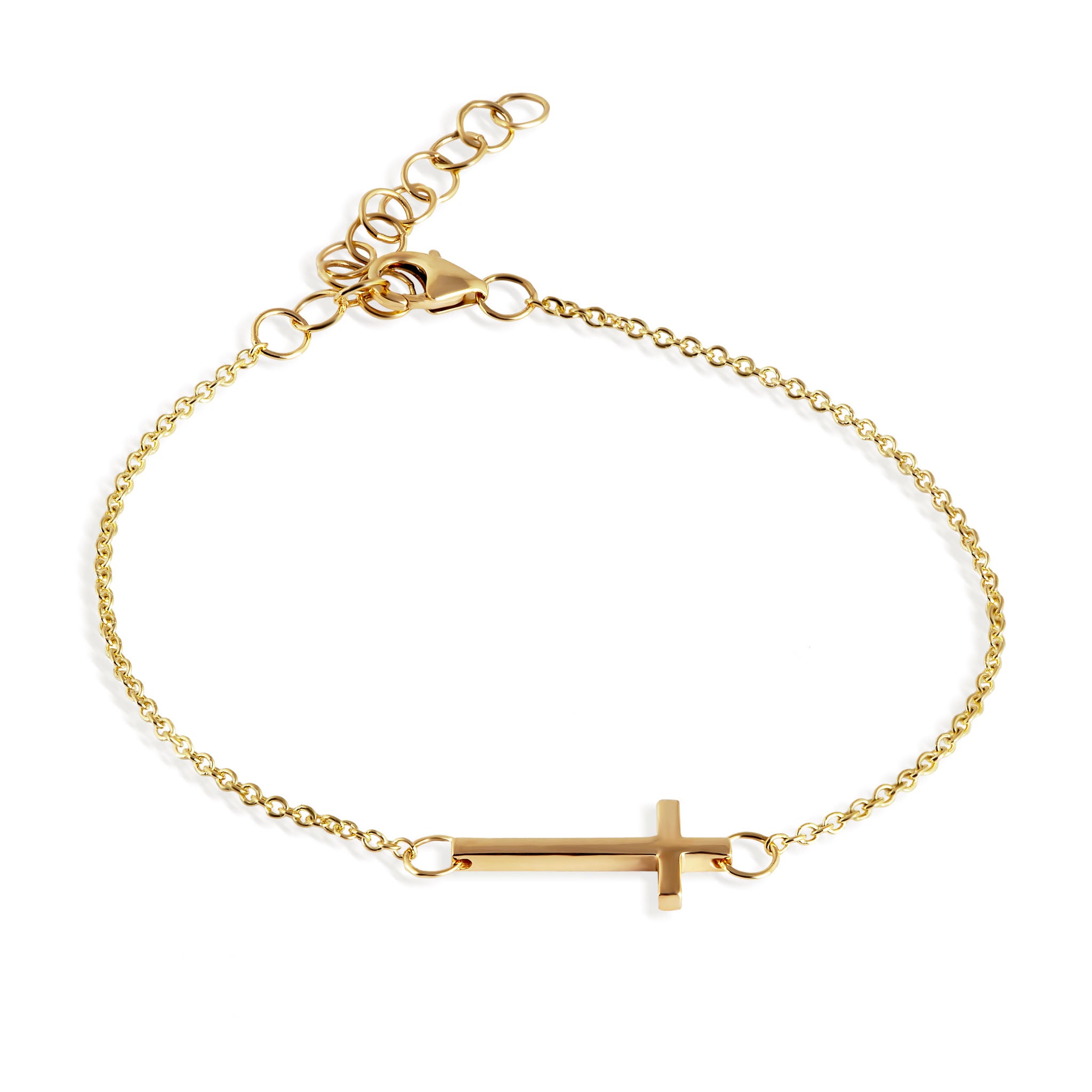 BRACCIALE MINIMAL CROCE PICCOLA LUCIDA ORO ROSSO 9 KT E CATENA ORO ROSA 9 KT