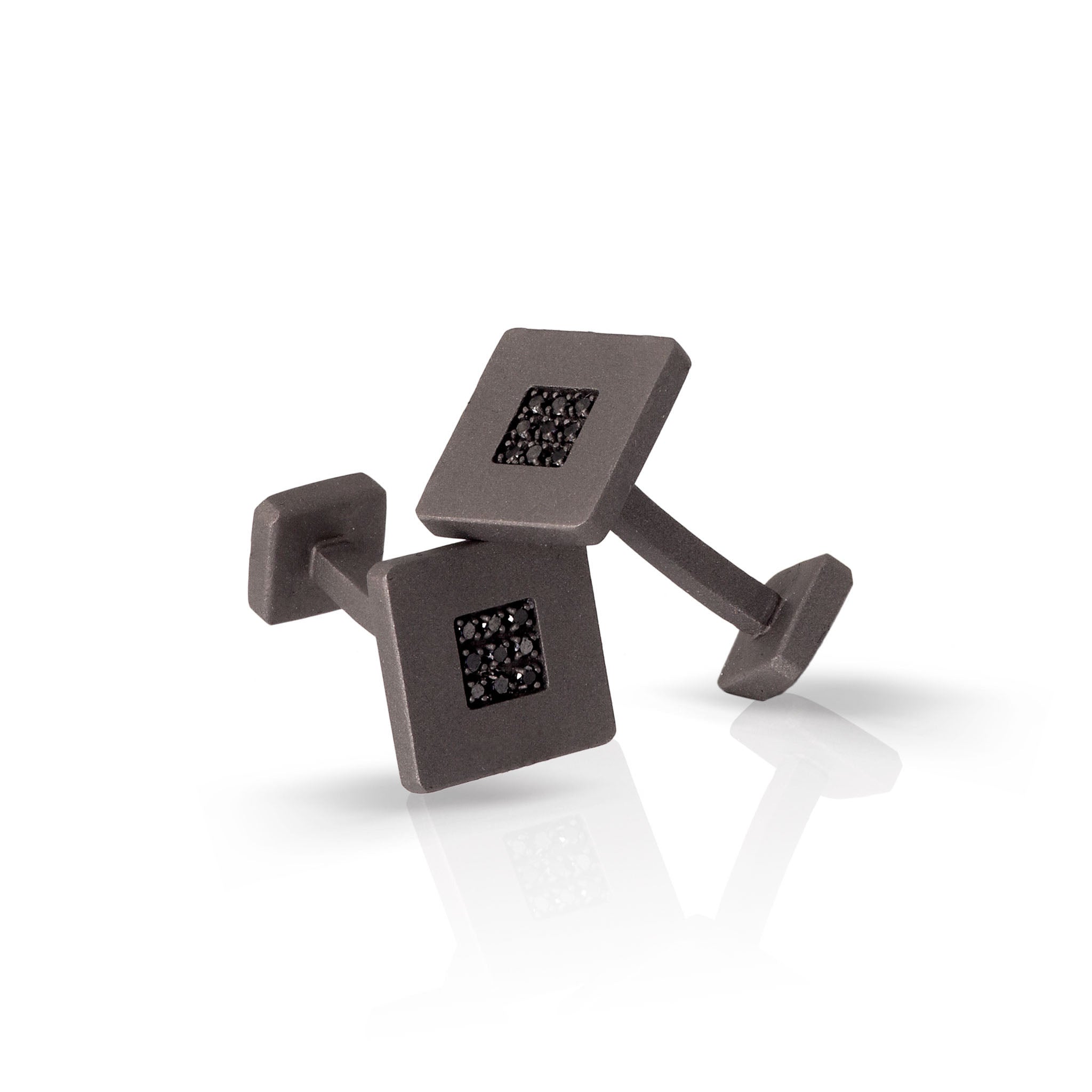 Cufflinks IN Titanium and 18 Diamonds BLACK by 1 PUNTO
