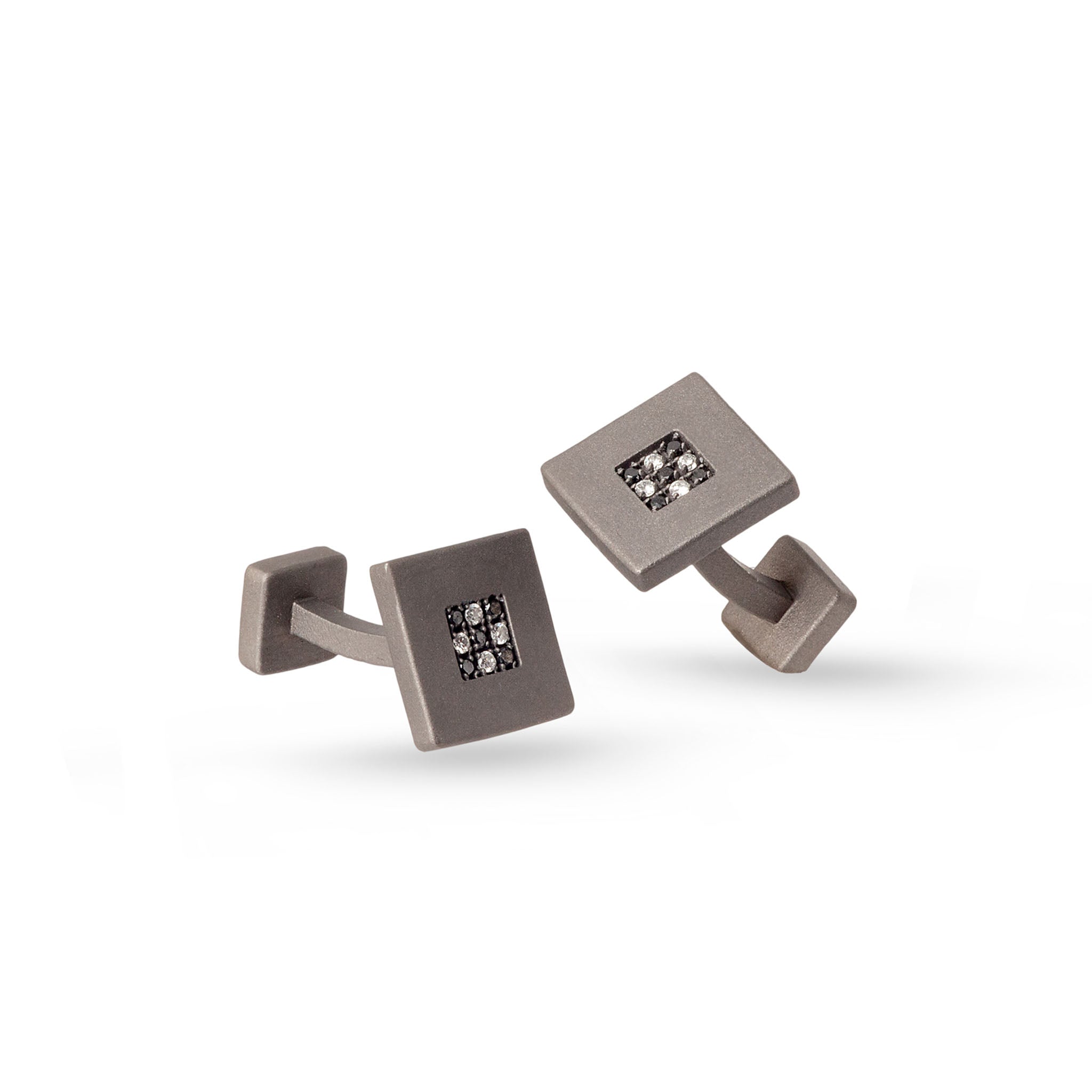 Cufflinks IN Titanium and 18 Diamonds BLACK by 1 PUNTO