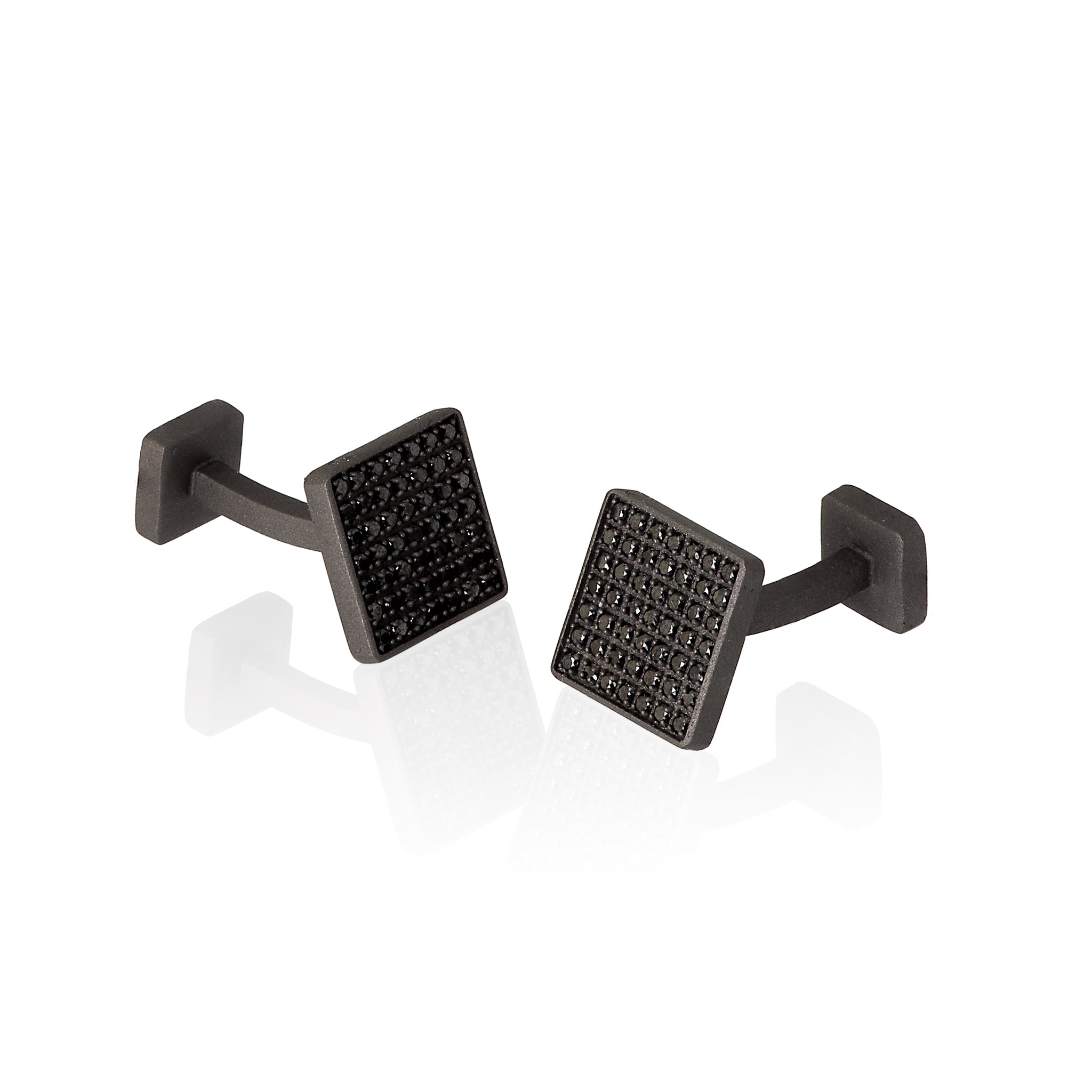 Cufflinks IN Titanium and 98 Diamonds BLACK by 1 PUNTO